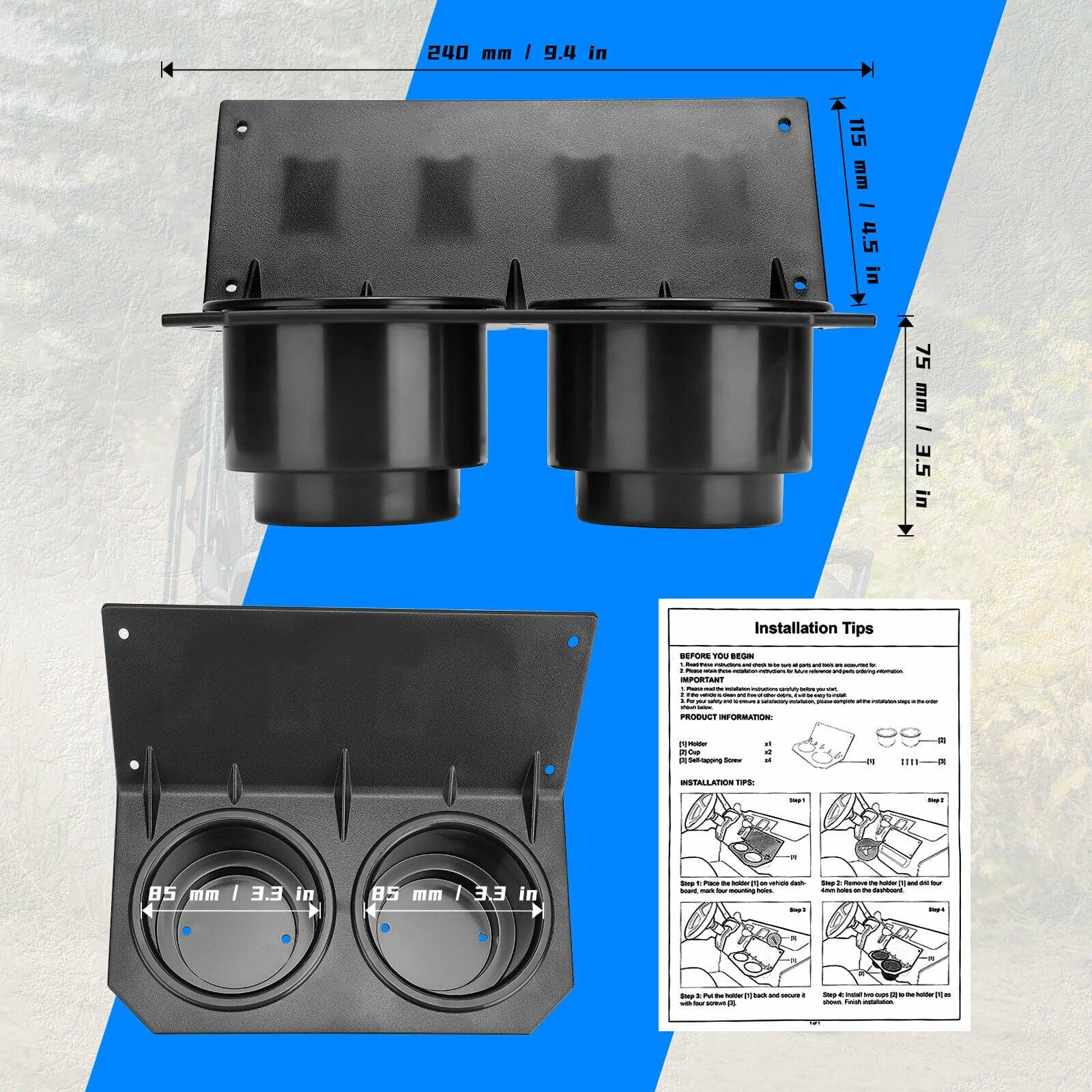 UTV Cup Holder with Switch Panel for Pioneer 1000/1000-5 - Image 6