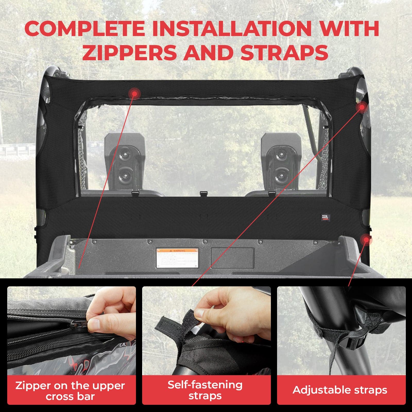 Fabric Rear Panel with Open Window For Pioneer 700 / 700-4 - Image 3