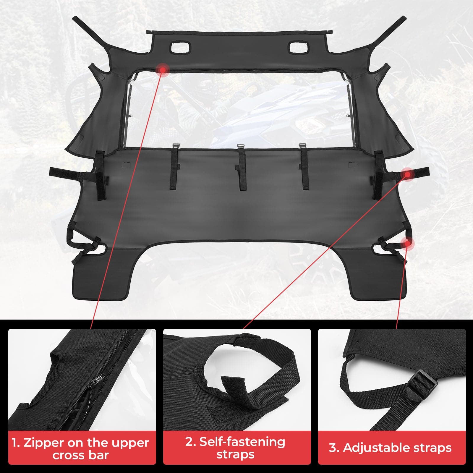 Fabric Rear Panel with Open Window For Pioneer 700 / 700-4 - Image 4