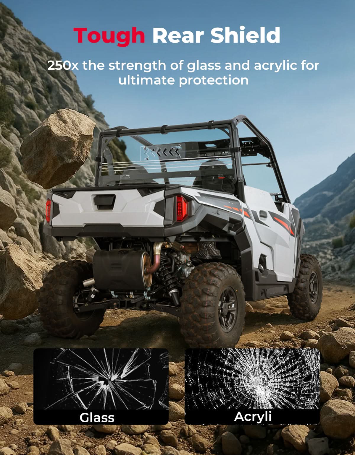UTV Rear Vented Windshield for Polaris General 2016-2026 - Image 4