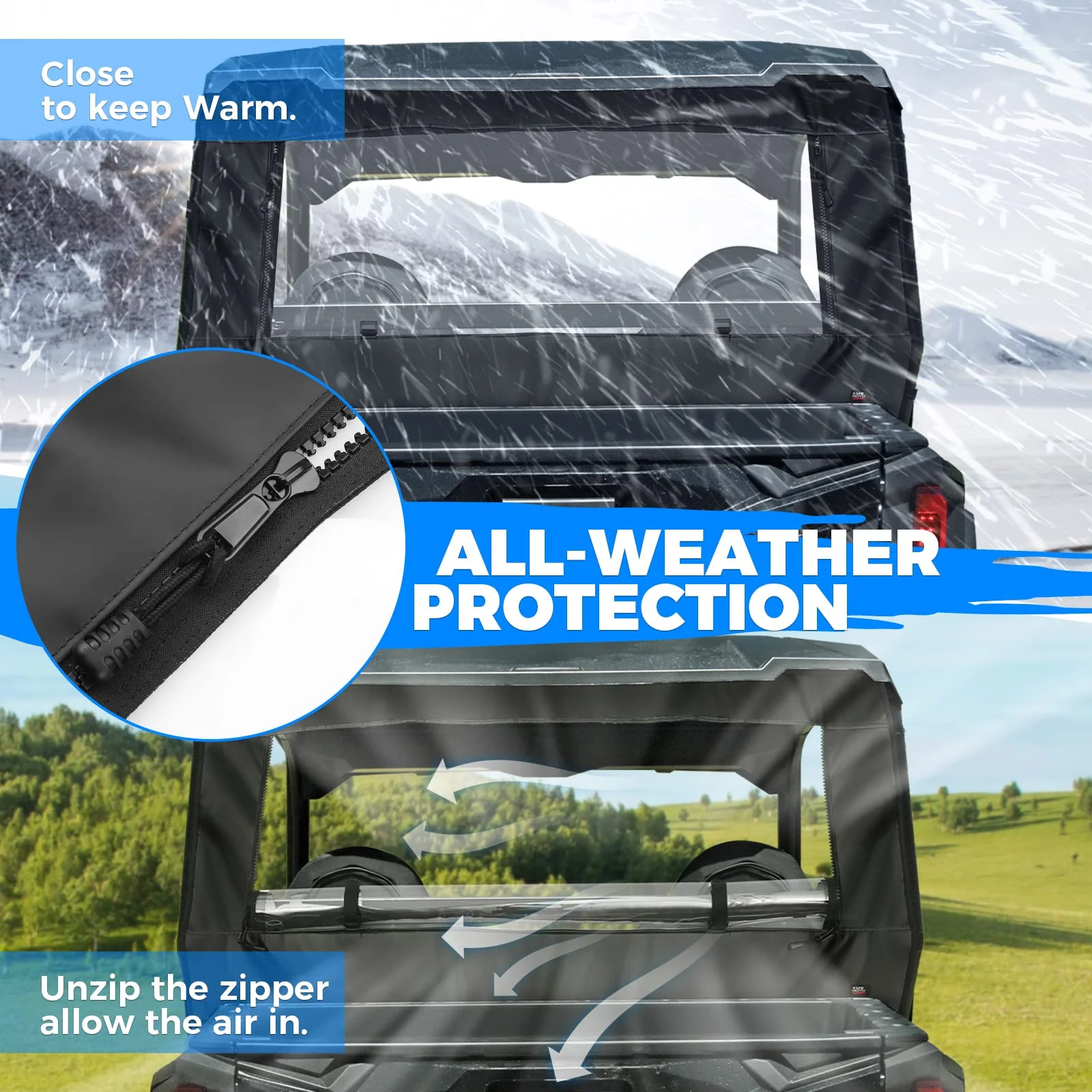 PVC Soft Rear Windshield for Polaris General 1000 /XP 1000 - Image 3