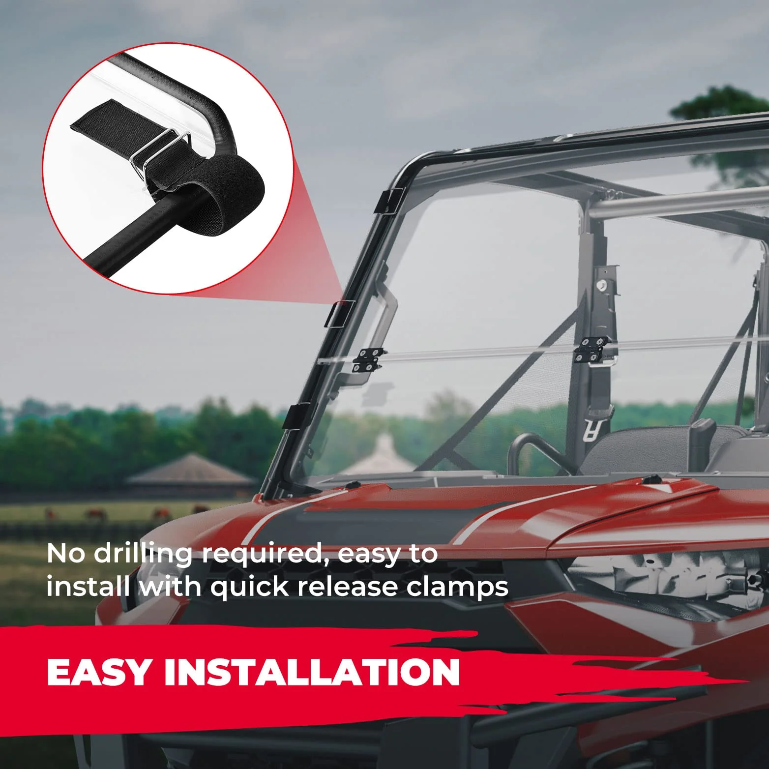 2-IN-1 Flip Up Windshield for Ranger 1000/XP 1000/Crew 2017-2026 - Image 5