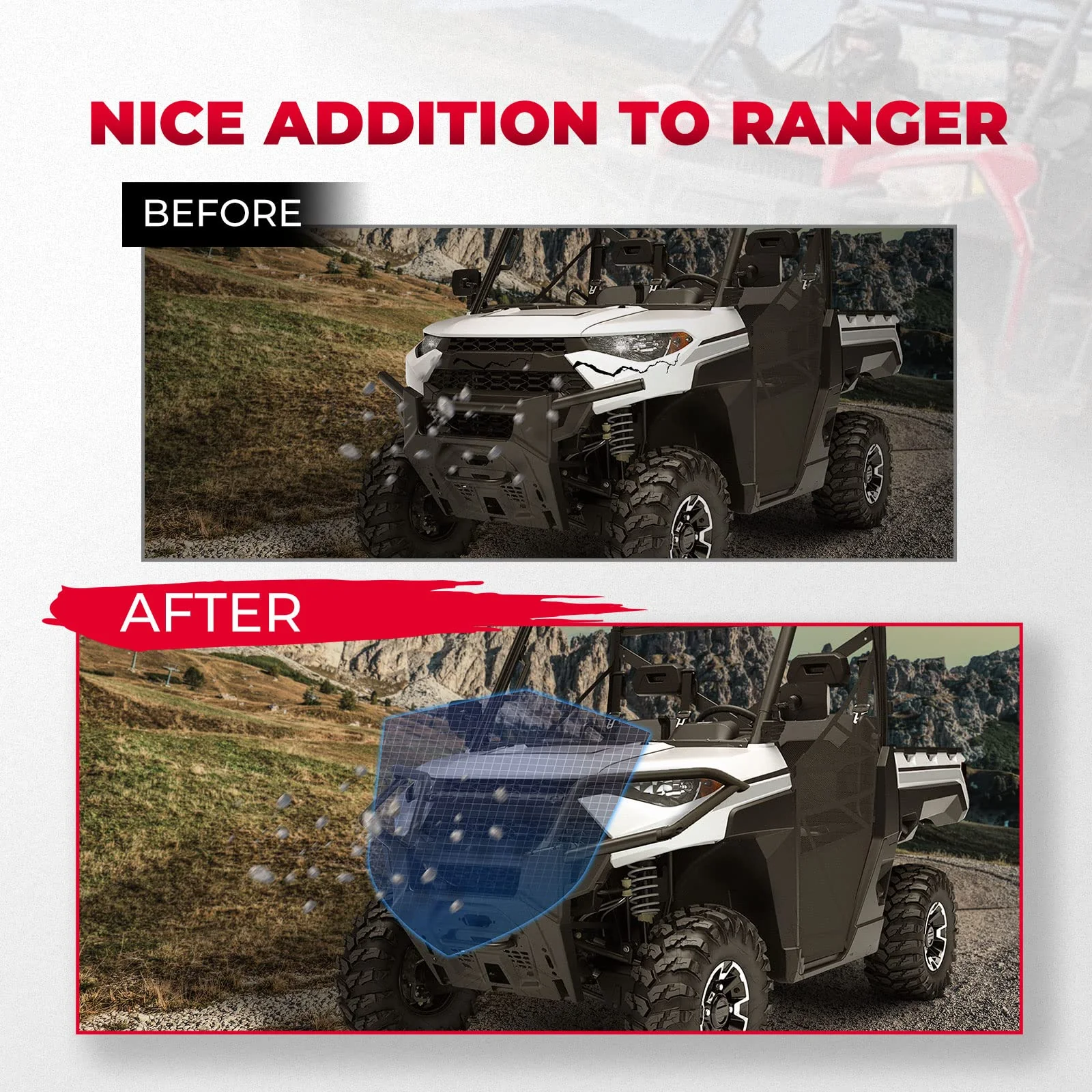 Front Bumper Upper Brush Guard for Polaris Ranger XP 1000 / Crew 2018-2024 - Image 6