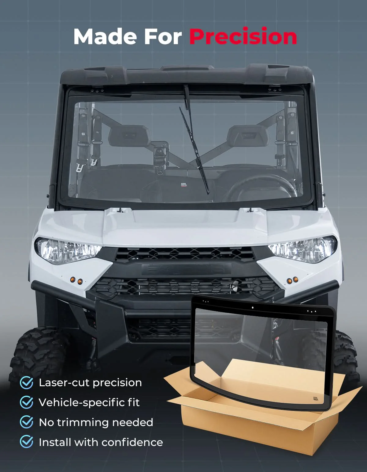 UTV Front Glass Windshield for Polaris Ranger 1000/CREW 1000/XP 1000/CREW XP 1000 /XP 900/CREW 900/CREW XP 900 - Image 6