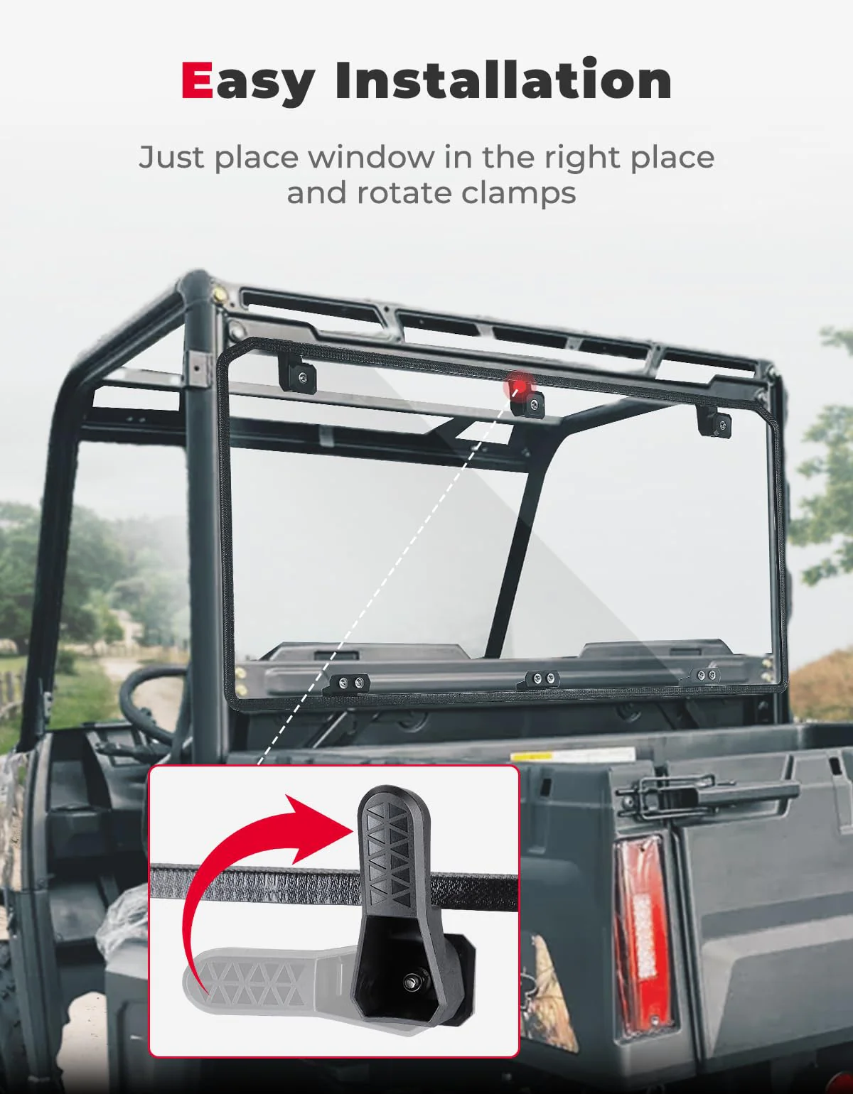 Midsize 570 Rear Windshield for Polaris Ranger 500 / Crew 570 / ETX - Image 6