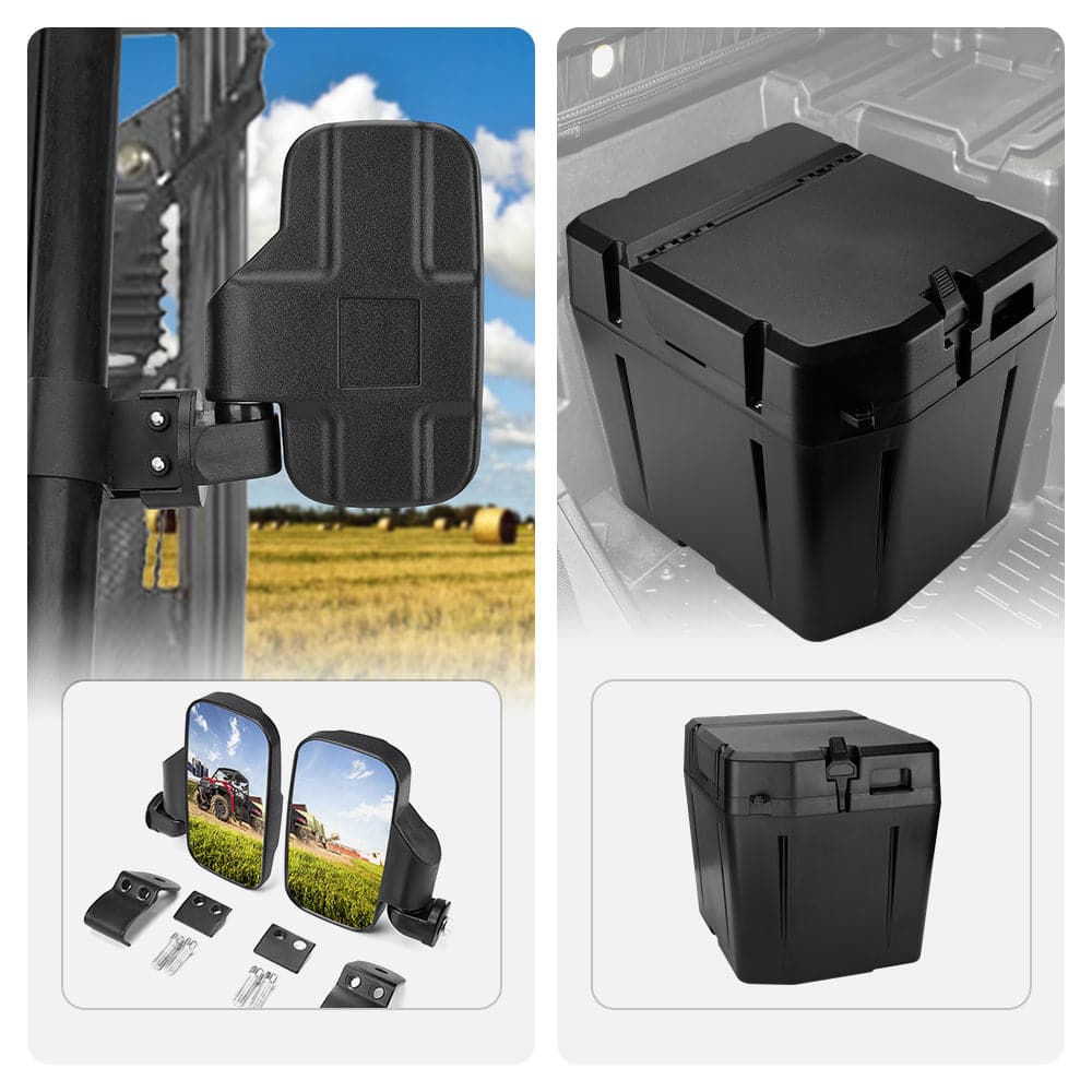 Adjustable Side Mirrors & Under Seat Storage Box for Polaris Ranger - Image 17