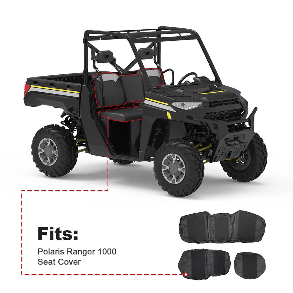 Adjustable Break Away Side Mirrors & Seat Cover for Polaris Ranger - Image 14