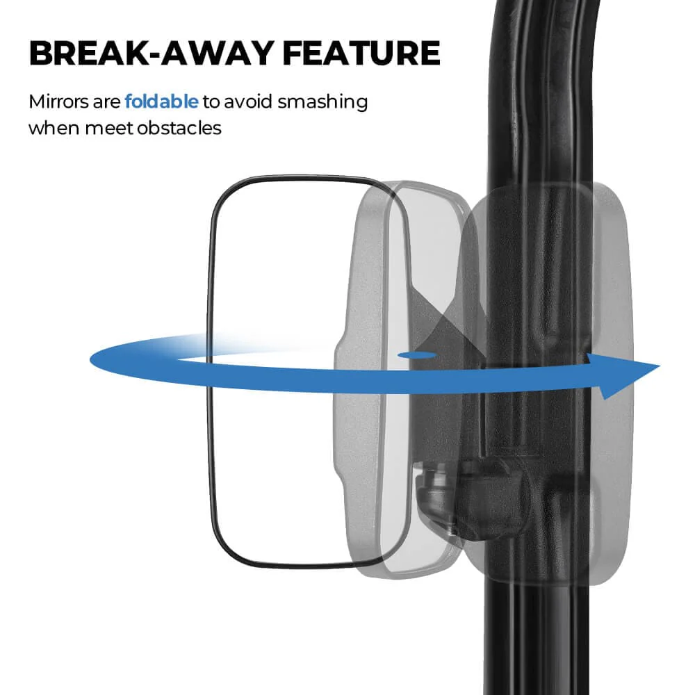 Adjustable Break Away Side Mirrors & Seat Cover for Polaris Ranger - Image 6