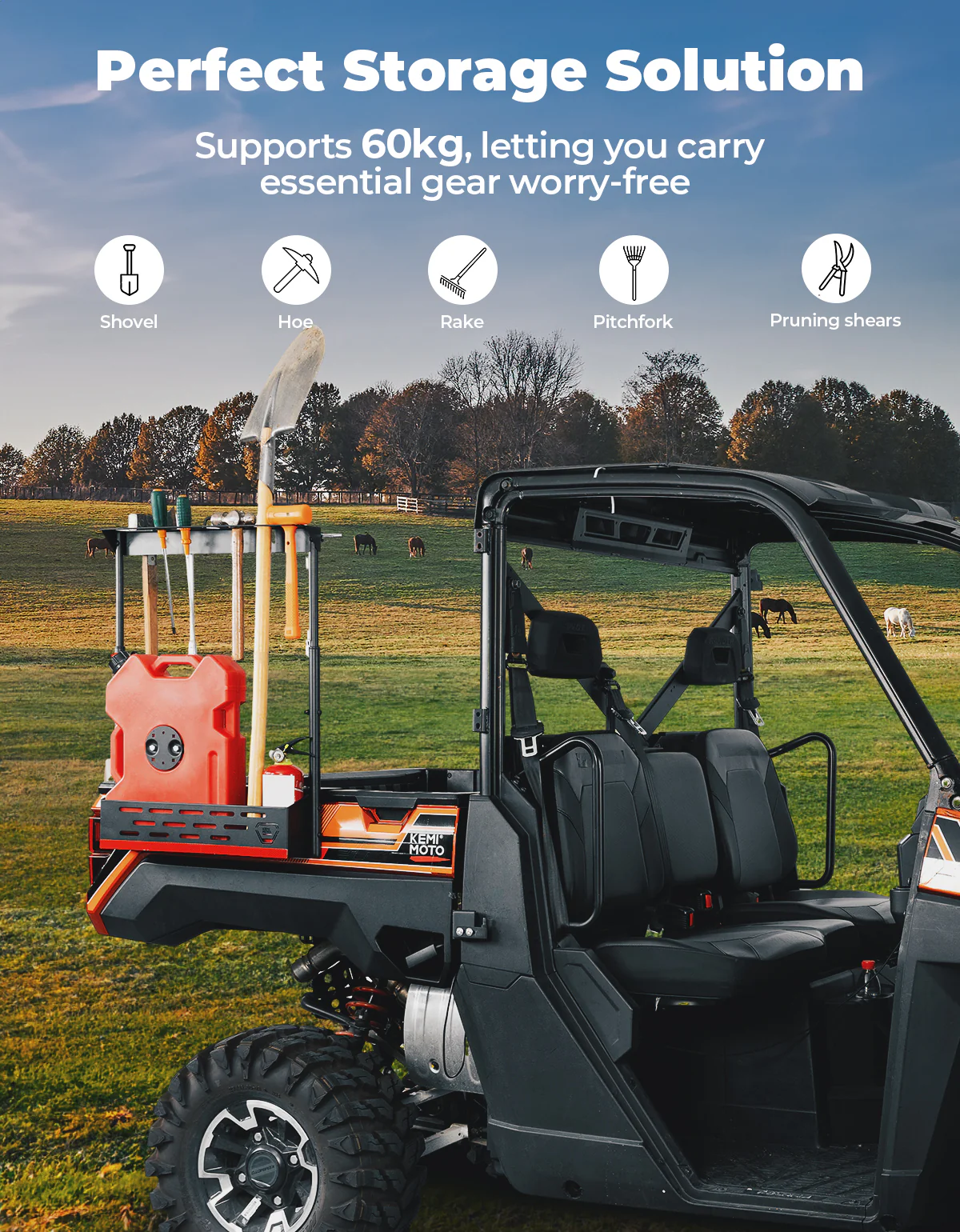 UTV Tool Rack for Polaris Ranger 1000/ XP 1000/ XP 900 2013-2025 - Image 2