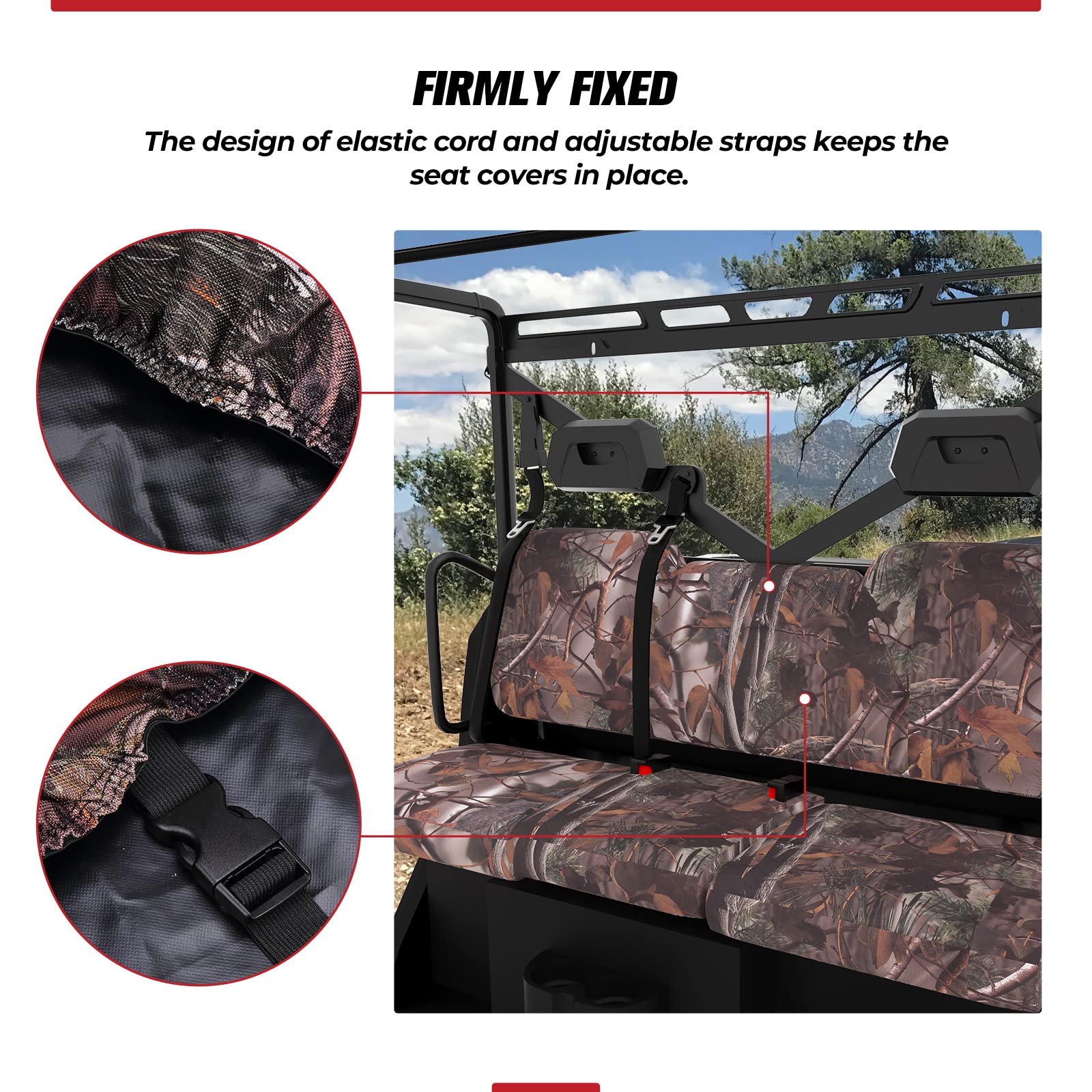 Camouflage Seat Cover For Polaris Ranger XP 1000/ Crew (3 Pcs) - Image 4