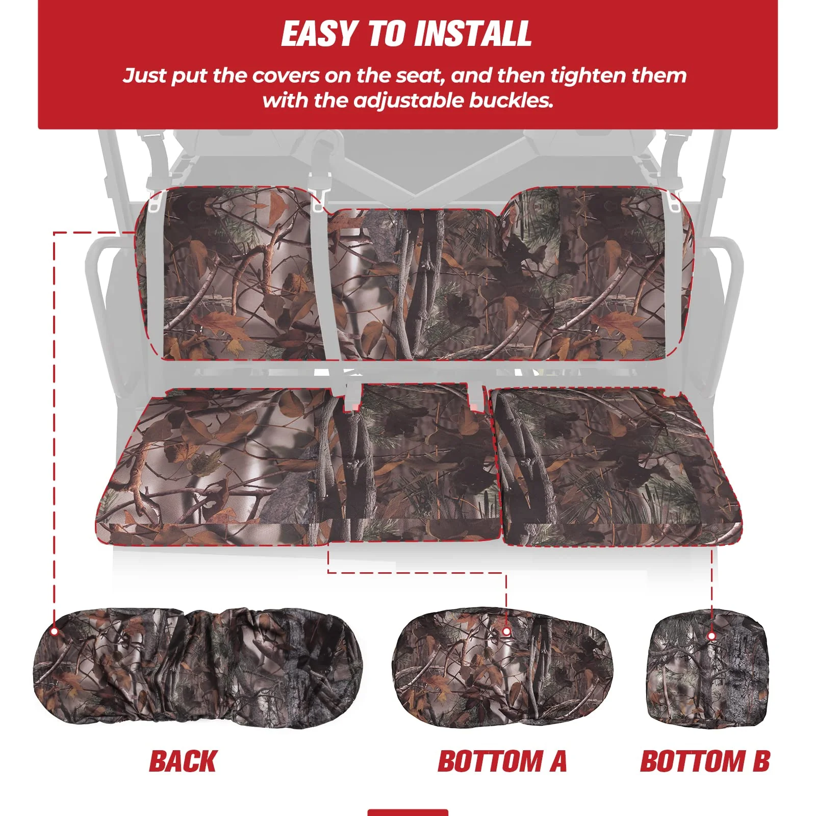 Camouflage Seat Cover For Polaris Ranger XP 1000/ Crew (3 Pcs) - Image 8