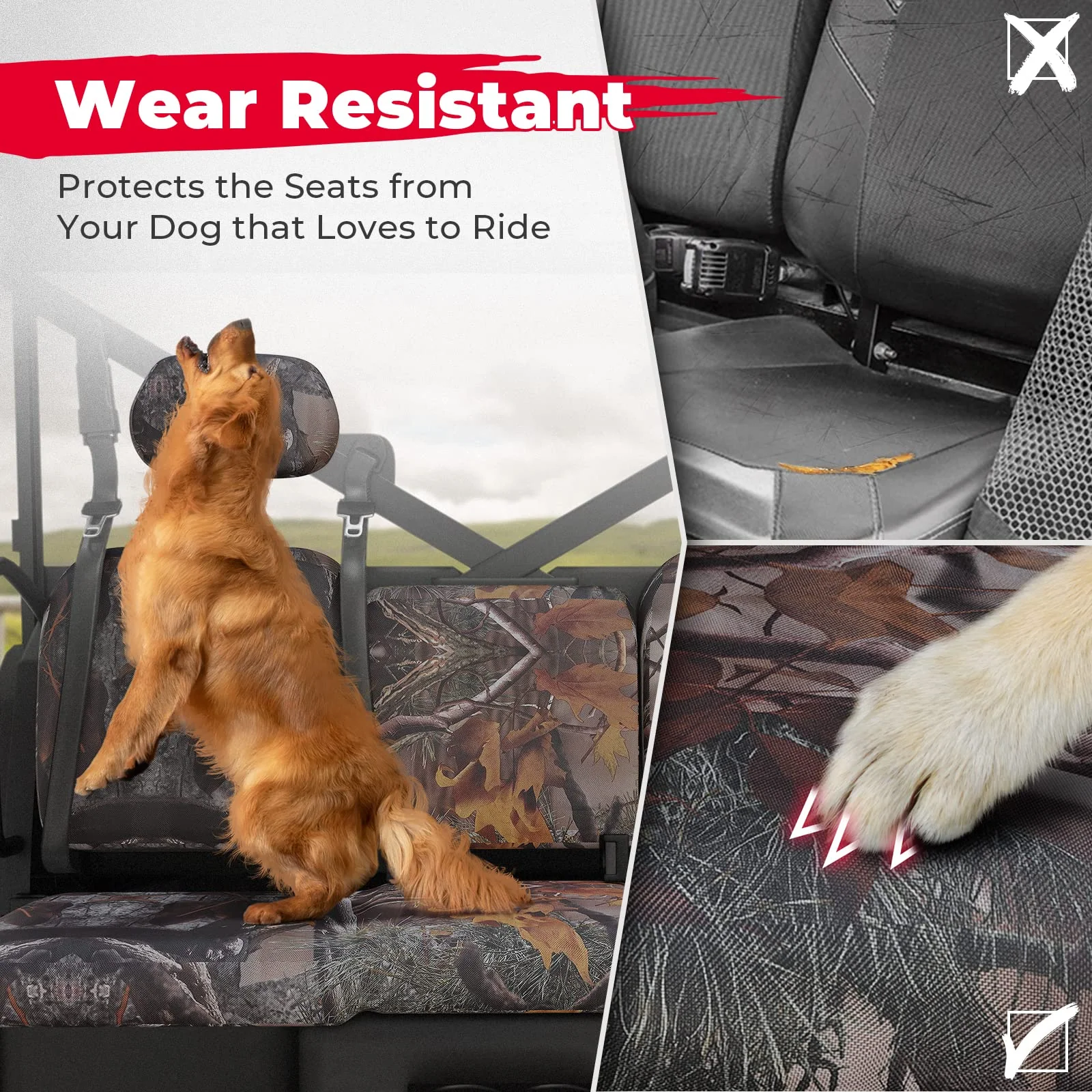 Camo Split Bench Seat Covers for Polaris Ranger XP 1000/Crew - Image 3