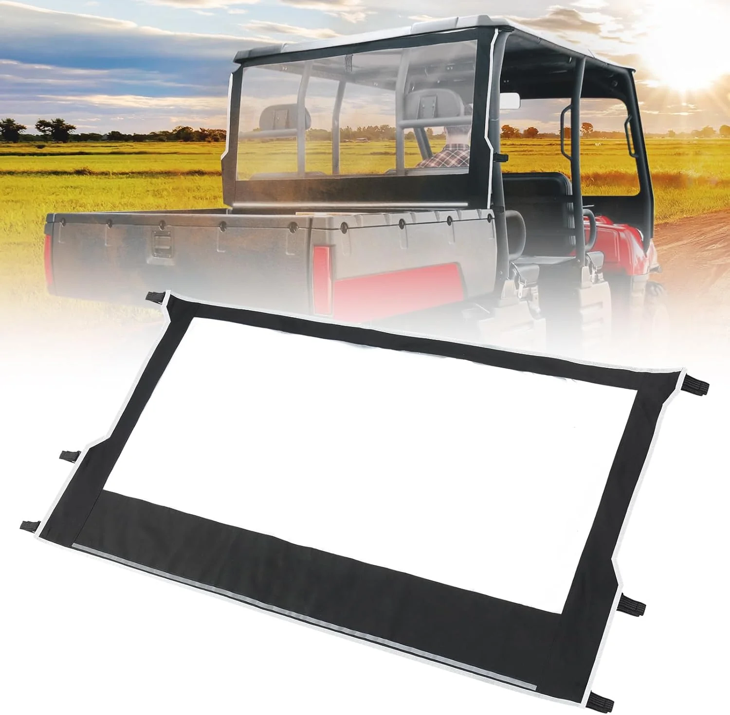 UTV Soft Rear Window Shield Windshield for Polaris Ranger 500/650/700 - Image 8