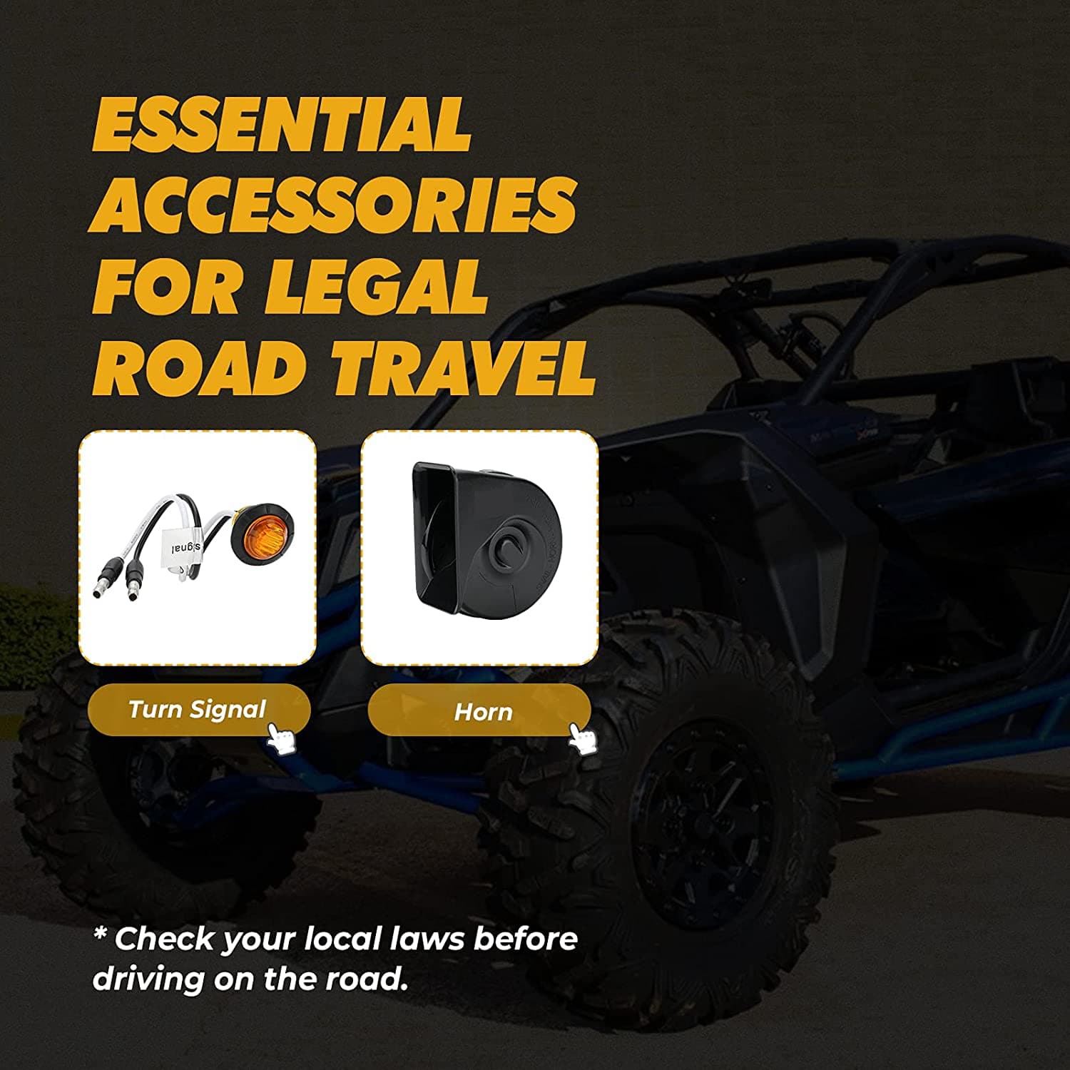Crew Turn Signal Kit & Seat Cover & Side Mirrors For Polaris Ranger XP 1000 - Image 3