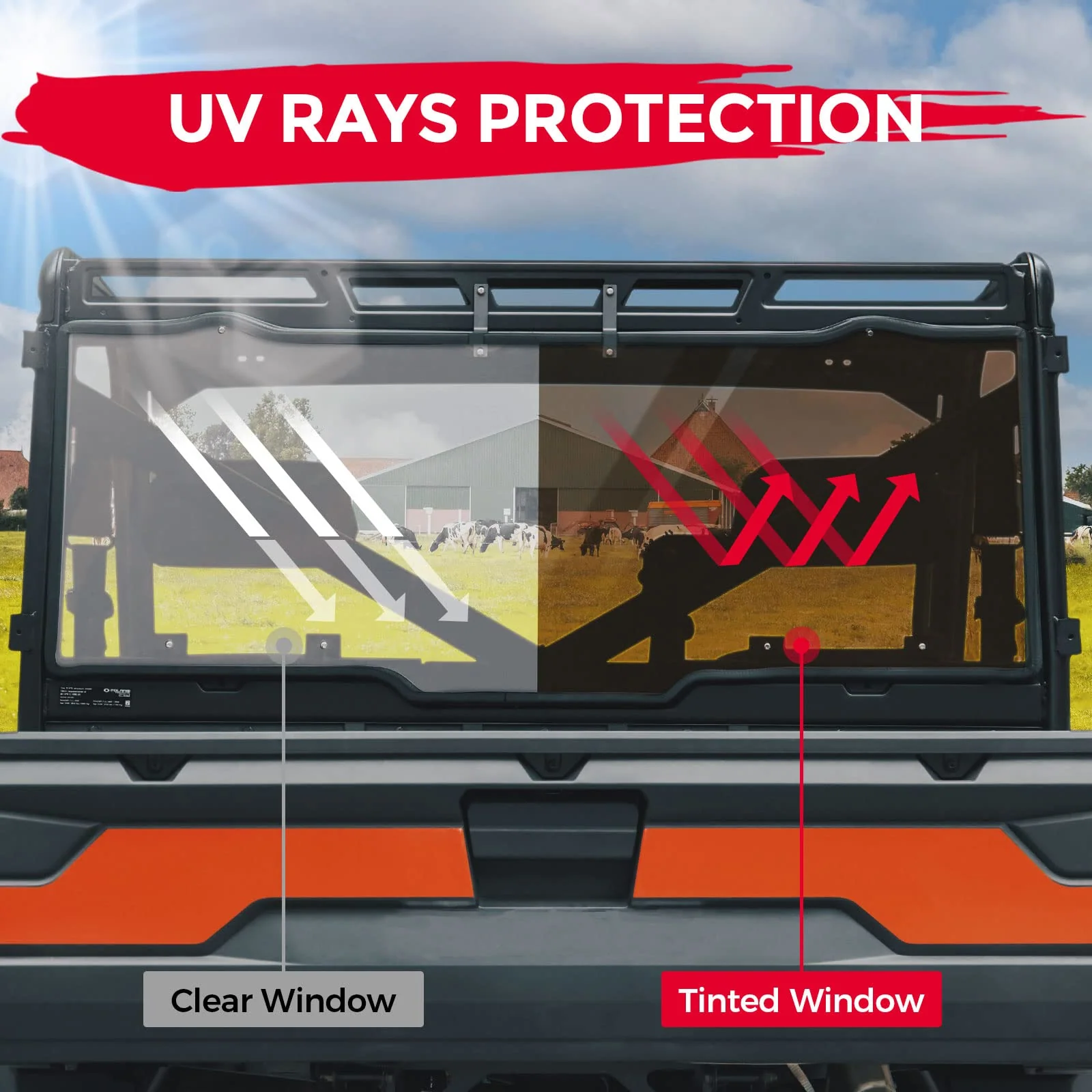 Tint Anti UV Rear Windshield for Polaris Ranger XP 1000/ Crew 2017-2026 - Image 2