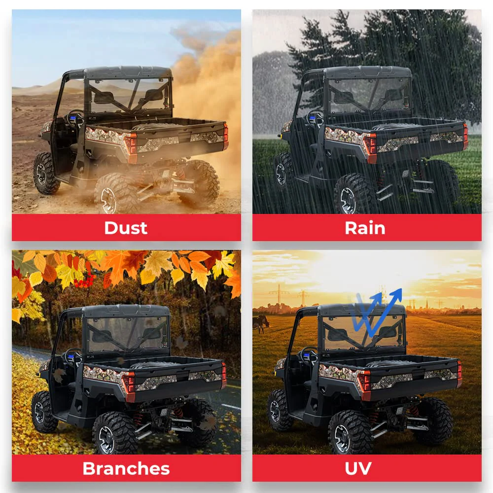 Rear Windshield Hard Tool-Free Install for Polaris Ranger XP 1000/Crew 2015-2026 - Image 5