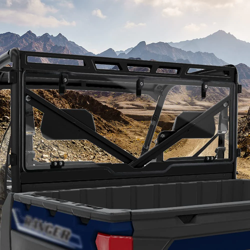 Rear Windshield Hard Tool-Free Install for Polaris Ranger XP 1000/Crew 2015-2026 - Image 7