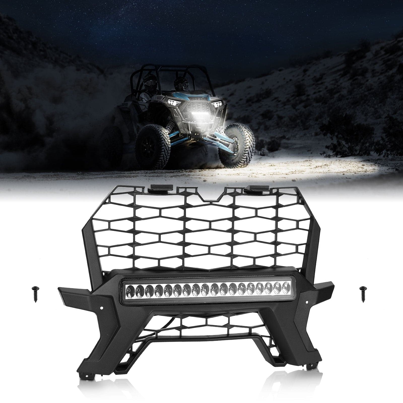 Front Lower Mesh Grill Radiator Guards for Polaris RZR XP 1000/ Turbo