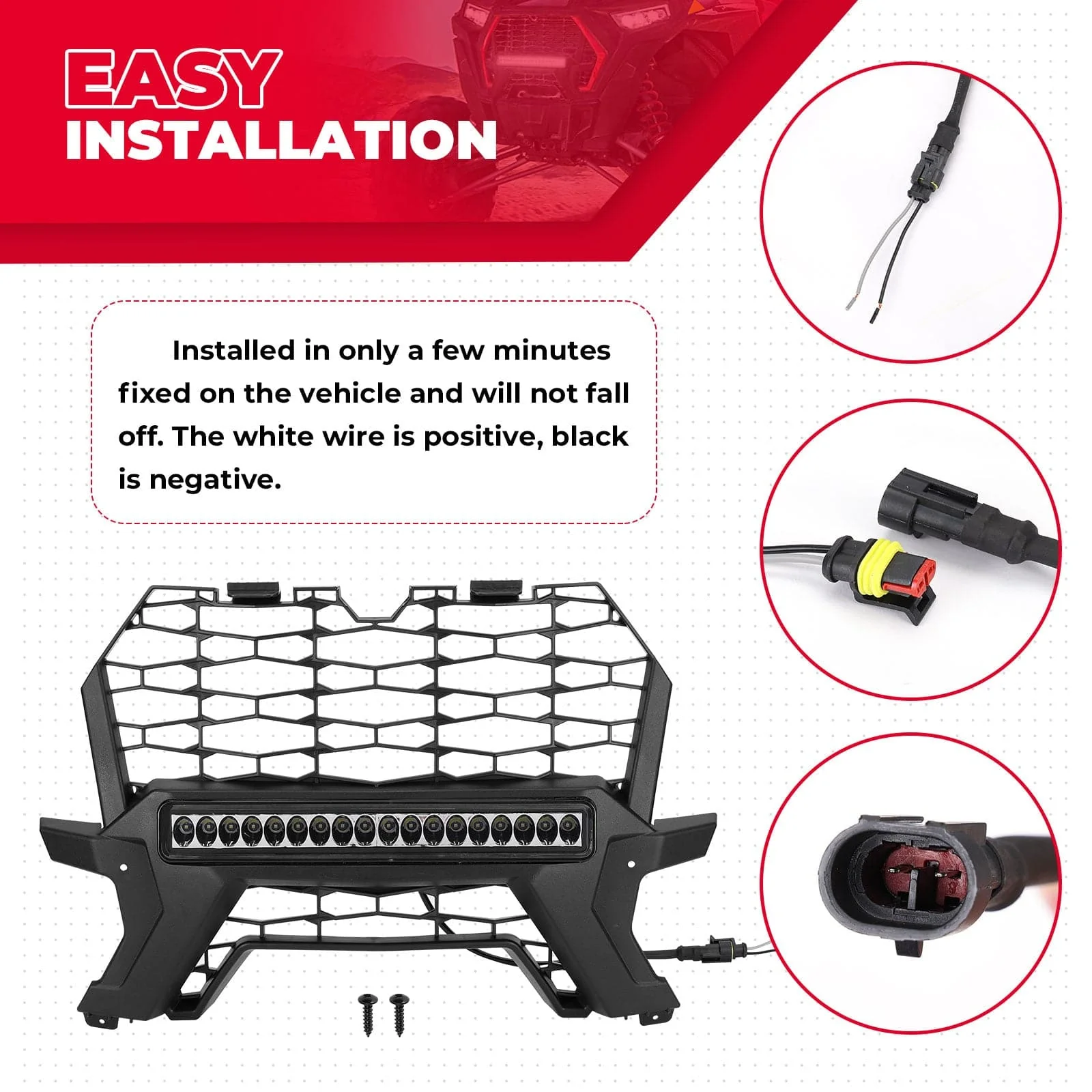 Front Lower Mesh Grill Radiator Guards for Polaris RZR XP 1000/ Turbo - Image 3