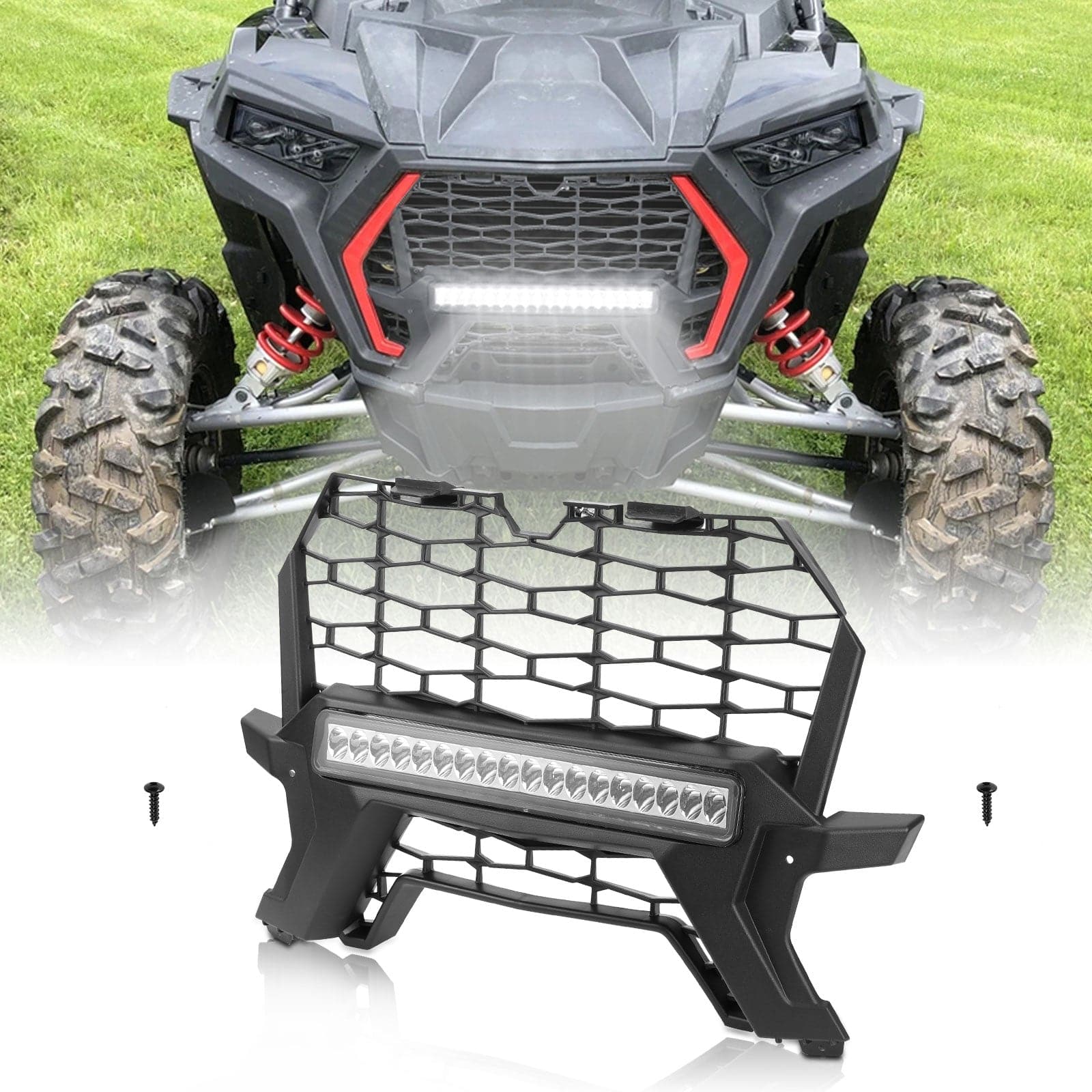 Front Lower Mesh Grill Radiator Guards for Polaris RZR XP 1000/ Turbo - Image 8