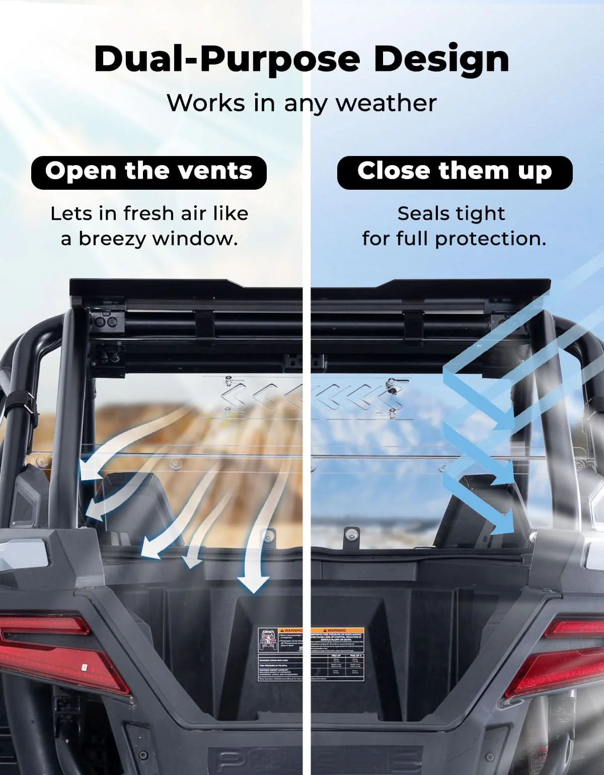UTV Rear Vented Windshield for Polaris RZR PRO XP/ PRO XP4 2025 2026 - Image 2