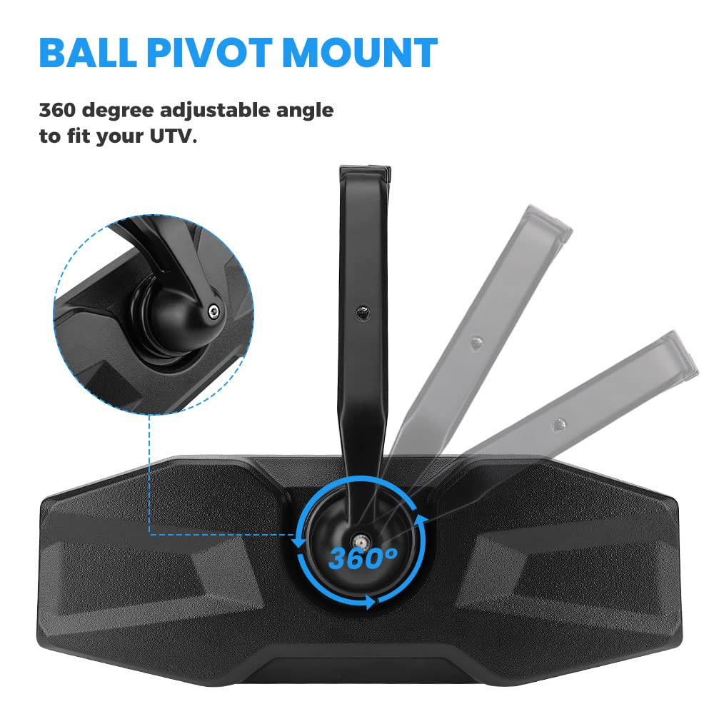 Rear View Center Mirror for 1.75” Roll Bar for Polaris RZR - Image 3