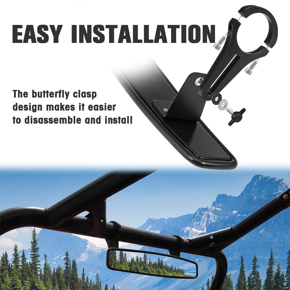 Rear View Mirror with 1.75" Clamps and Convex Design for Polaris RZR - Image 6