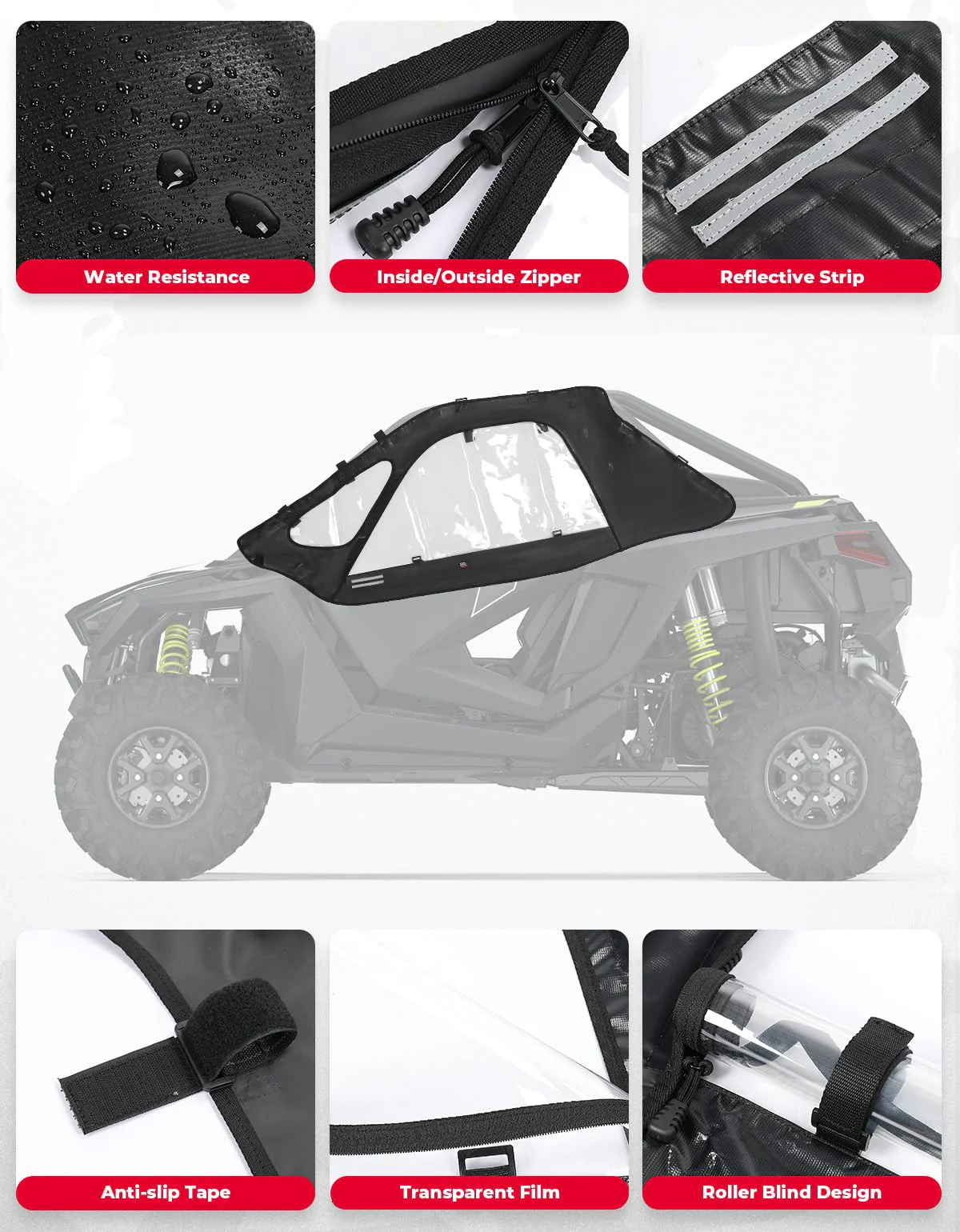 Soft Cab Enclosure Upper Doors for Polaris RZR PRO XP/Turbo R (2 seat) - Image 8