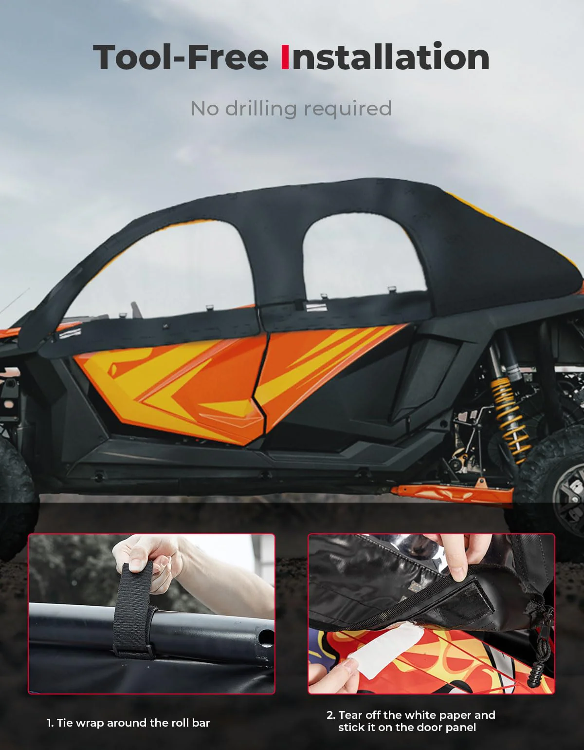 Soft Upper Door Cab Enclosure Set for Polaris RZR PRO XP 4/Turbo R 4 - Image 6