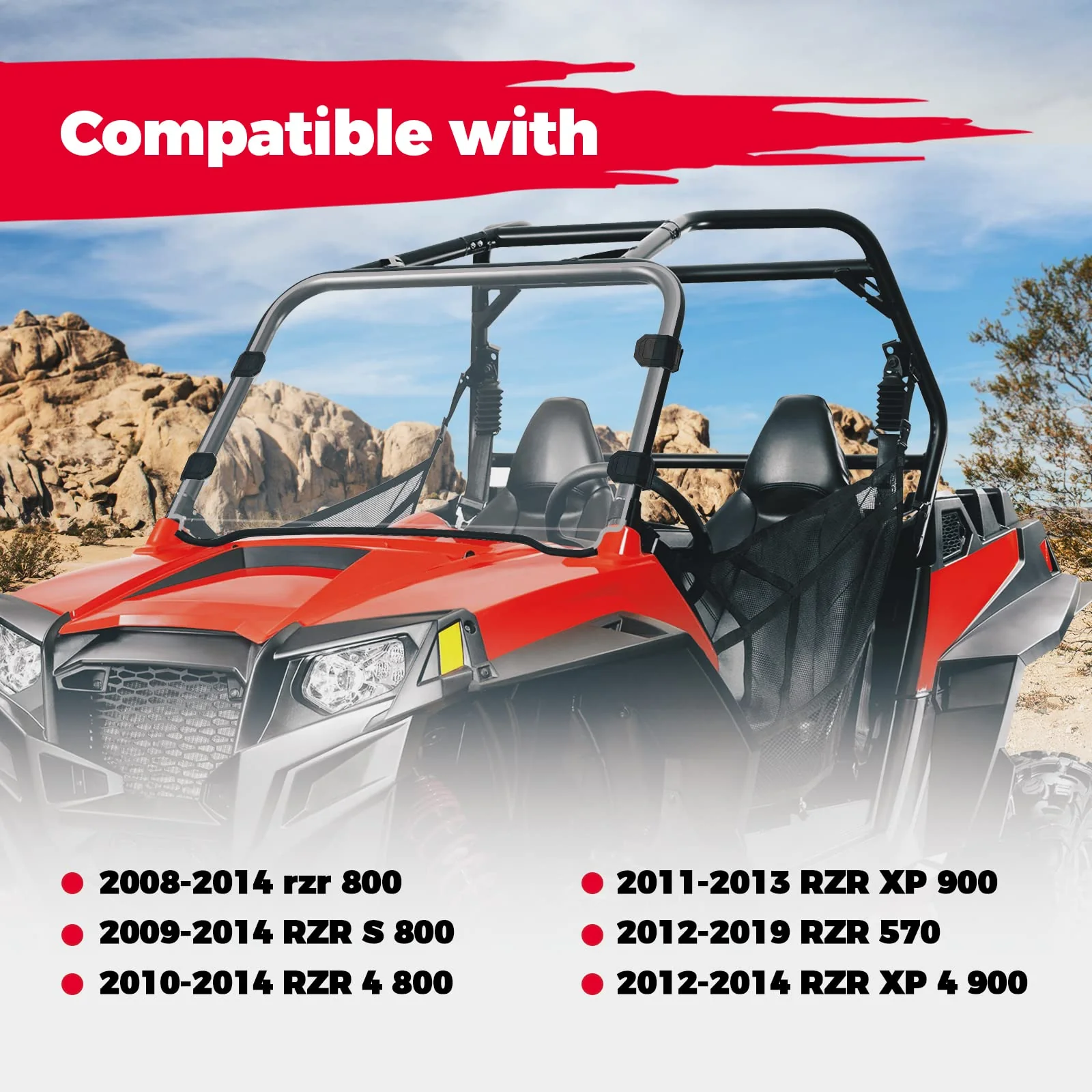 Front Full PC Windshield for Polaris RZR 570 800/4 800S XP 900/4 - Image 5