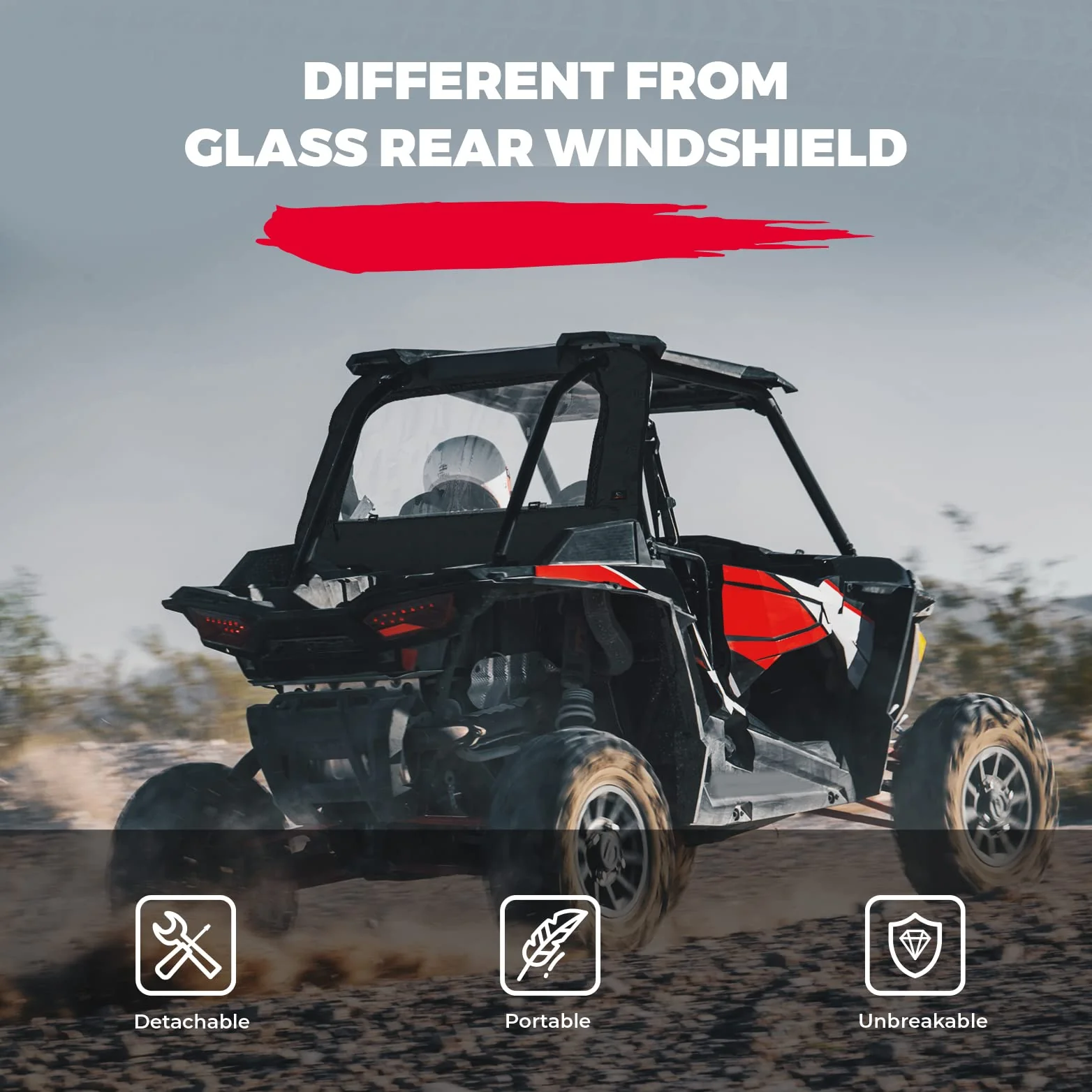 Soft Rear Windshield for Polaris RZR XP 1000 /4 2014-2023 - Image 5