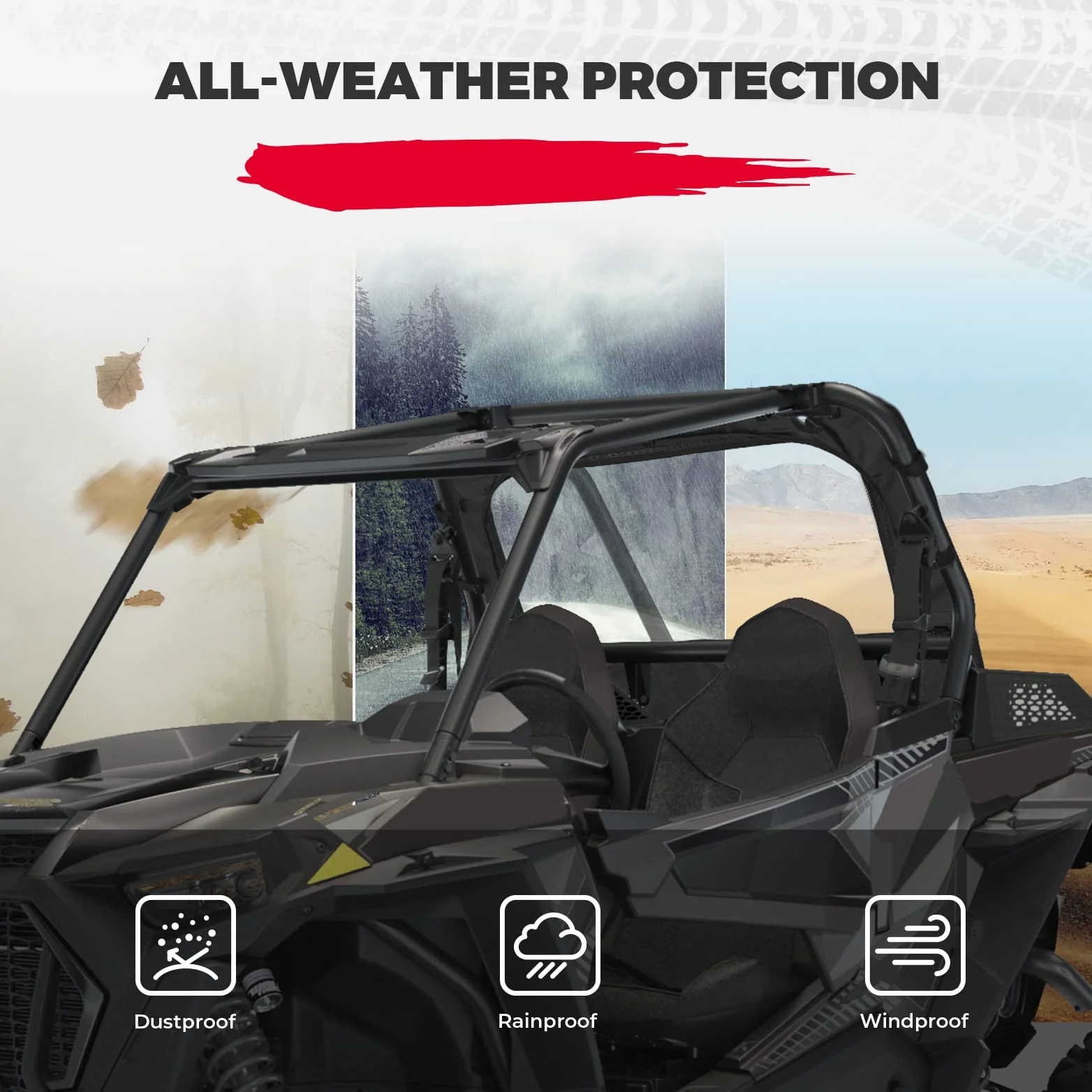 Soft Rear Windshield for Polaris RZR XP 1000 /4 2014-2023 - Image 6