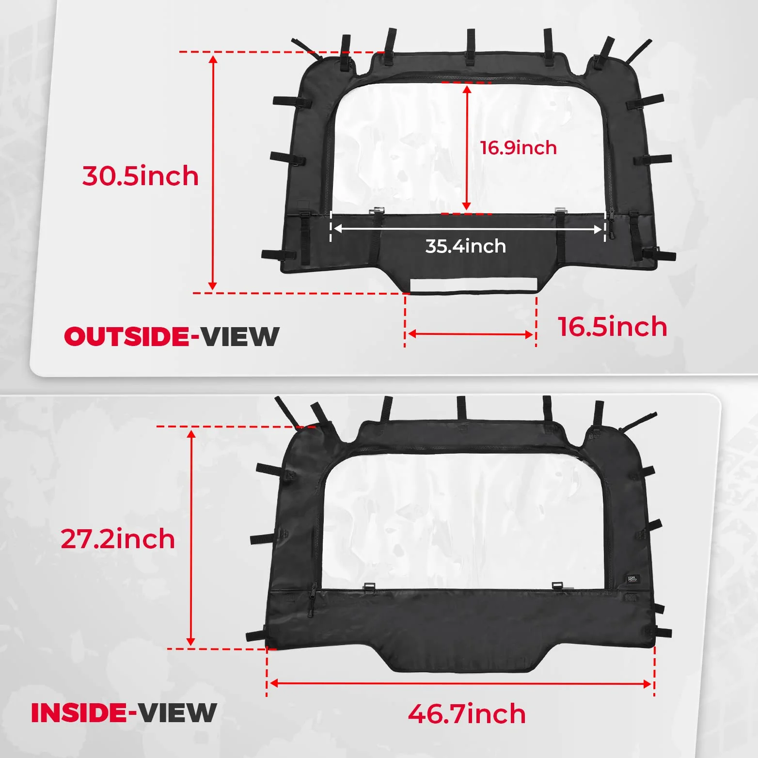Soft Rear Windshield for Polaris RZR XP 1000 /4 2014-2023 - Image 7