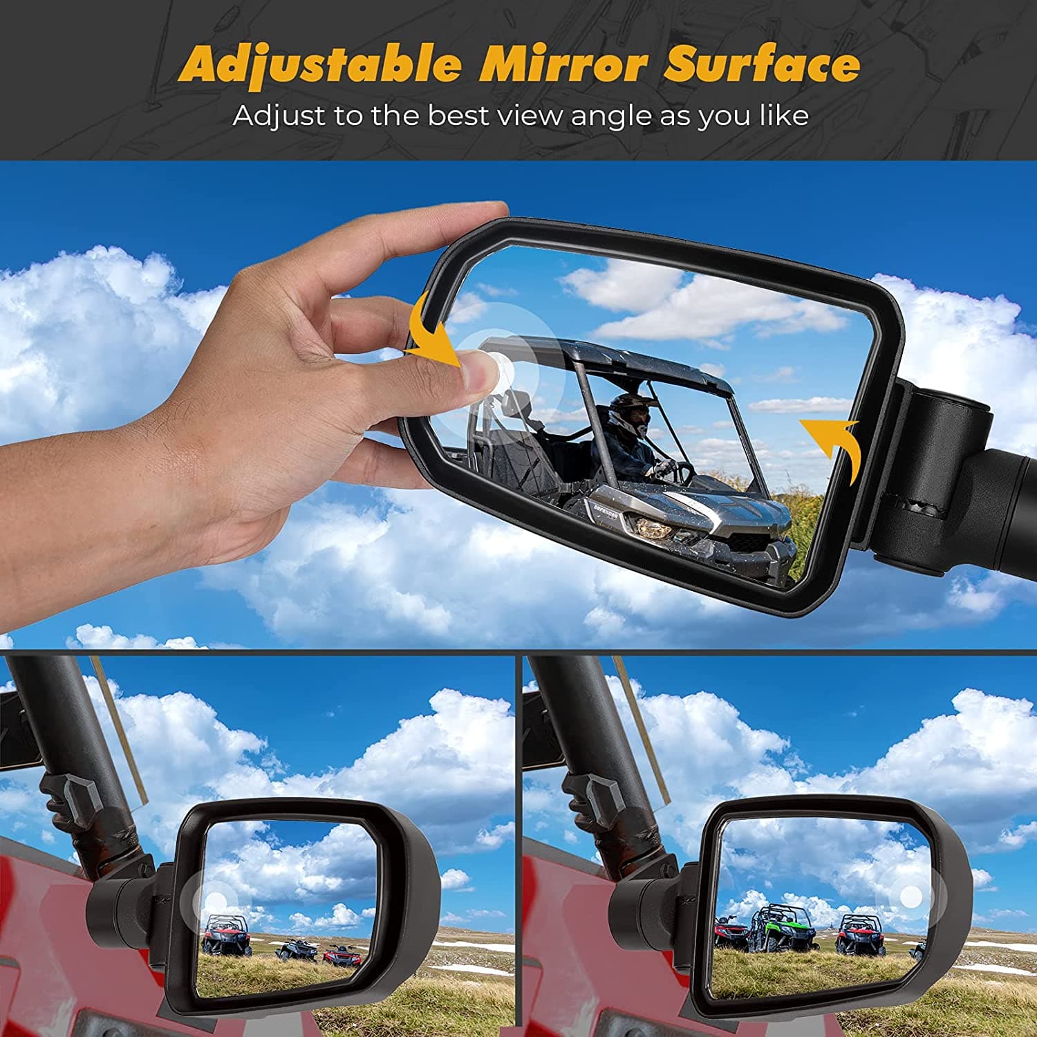 Folding Side Mirrors for Polaris RZR XP 900 1000 Turbo 2014-2023 - Image 3