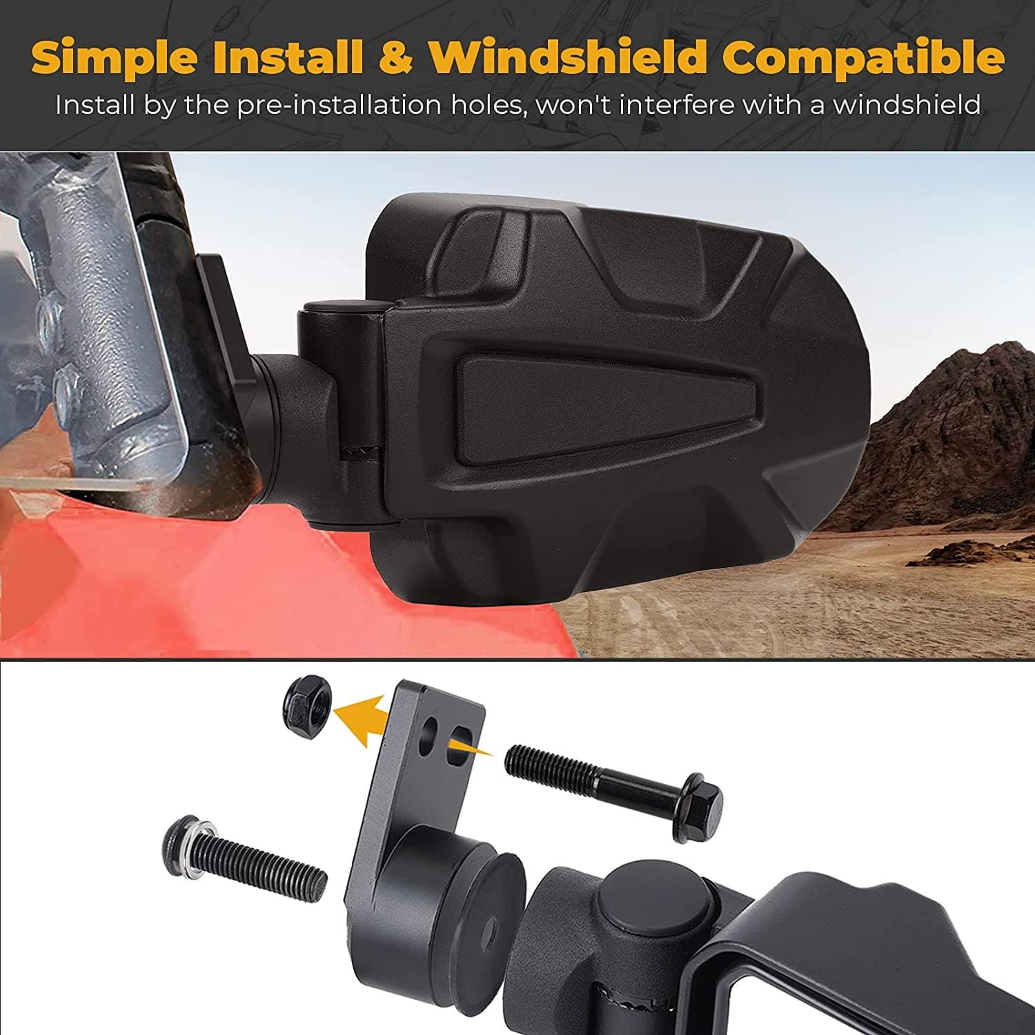 Folding Side Mirrors for Polaris RZR XP 900 1000 Turbo 2014-2023 - Image 4