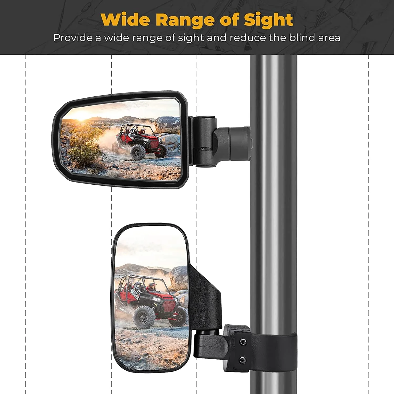 Folding Side Mirrors for Polaris RZR XP 900 1000 Turbo 2014-2023 - Image 6