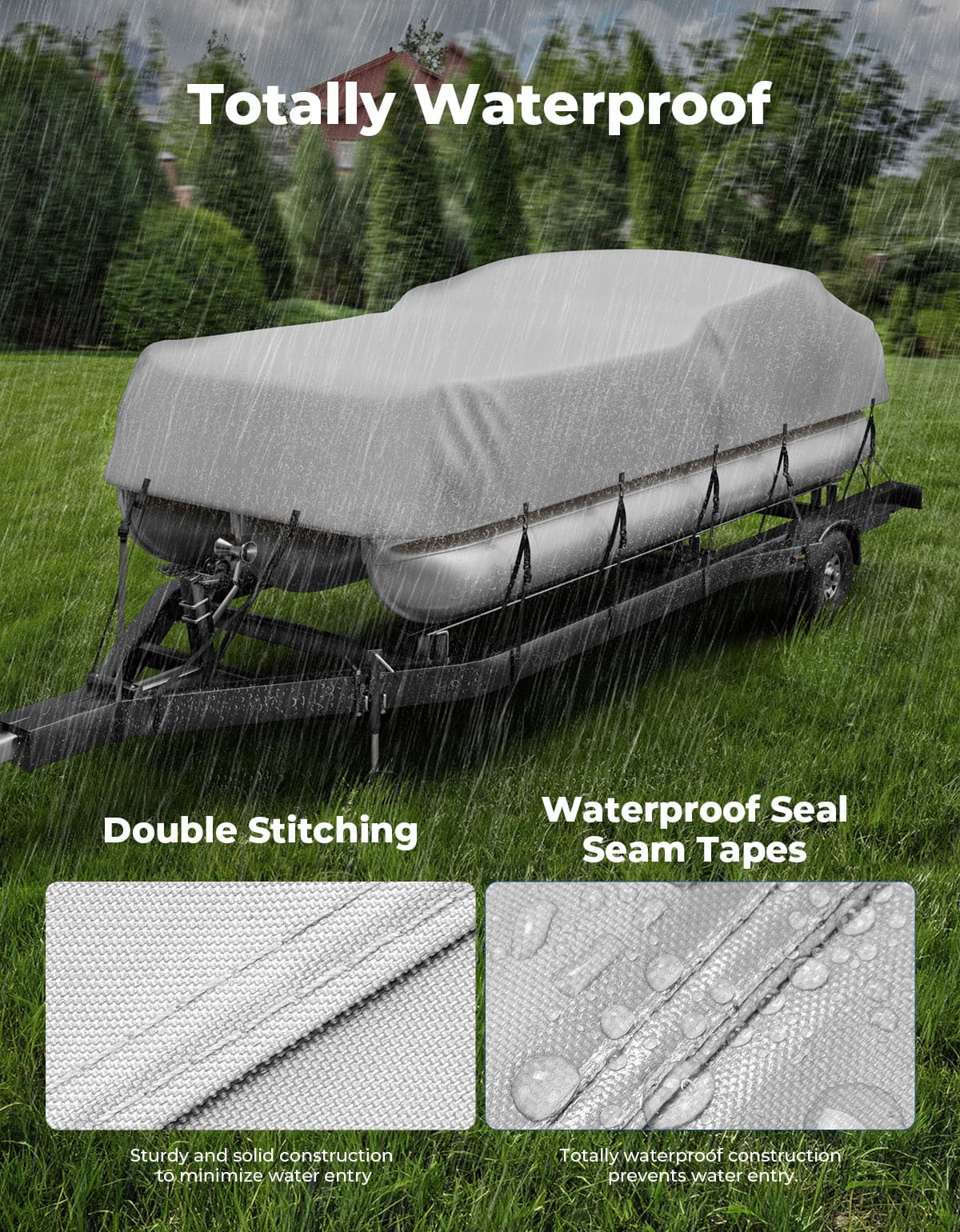 Pontoon Boat Cover 21-24ft, Heavy Duty 600D UV Resistant - Image 5