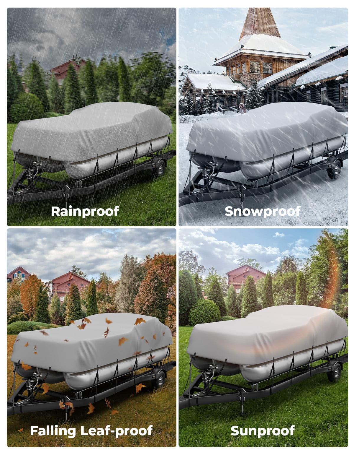 Pontoon Boat Cover 21-24ft, Heavy Duty 600D UV Resistant - Image 8