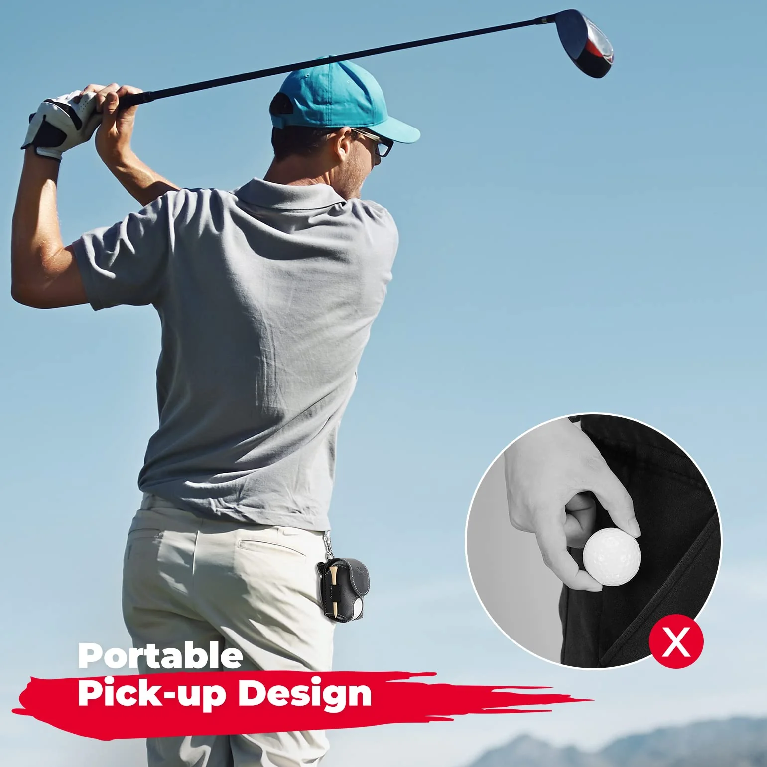 Portable Golf Ball Waist Bag with Foldable Divot Repair Tool - Image 3