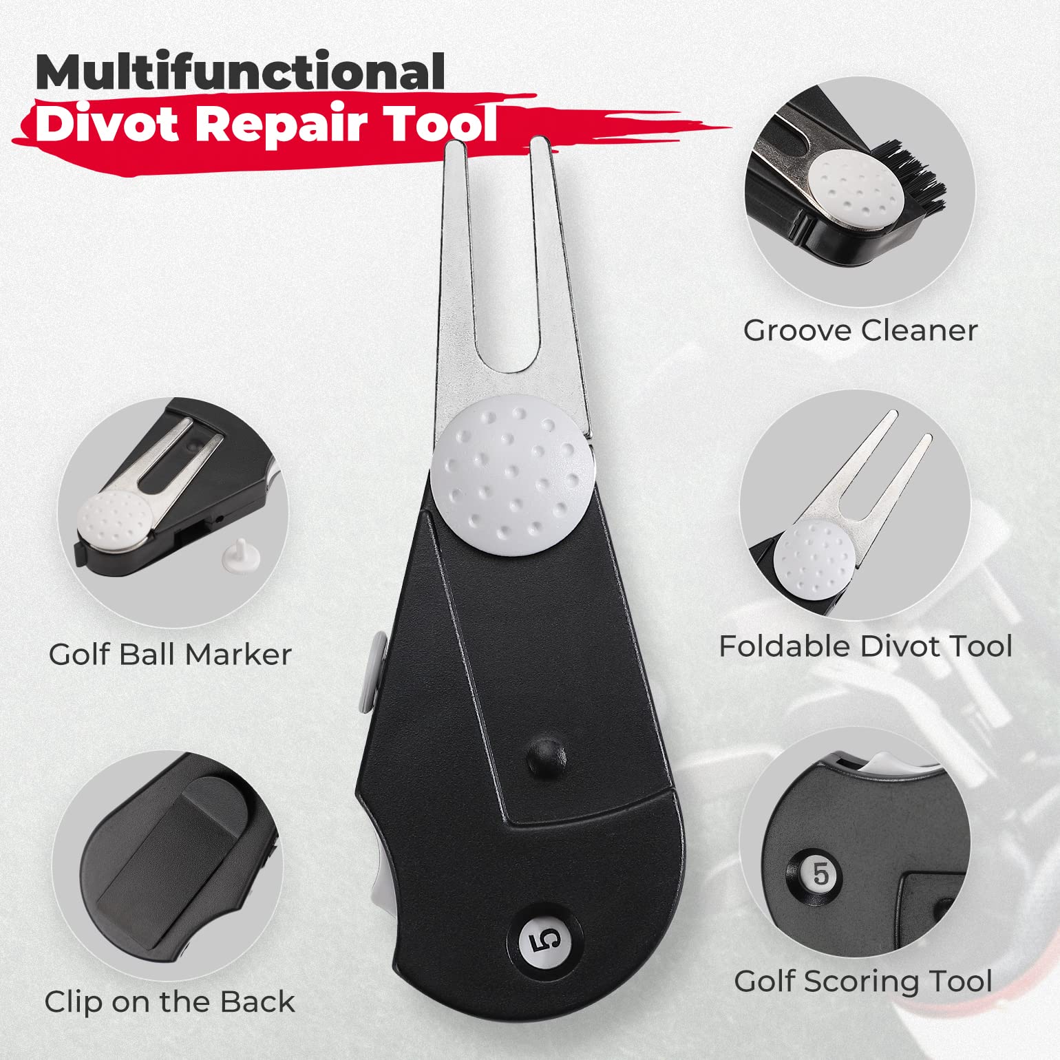 Portable Golf Ball Waist Bag with Foldable Divot Repair Tool - Image 4