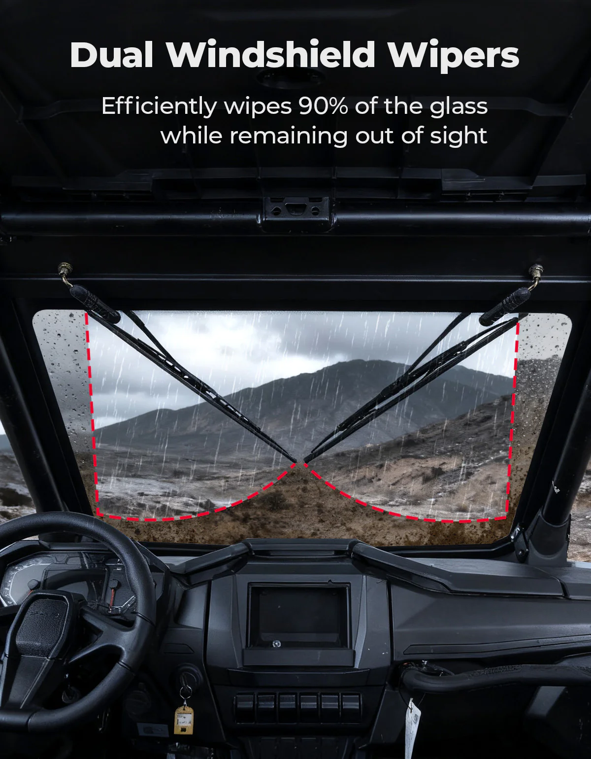 PRO XP Glass Windshield with 2 Manual Wipers for Polaris RZR PRO XP/XP4/PRO S/S4 (2025-2026) - Image 2