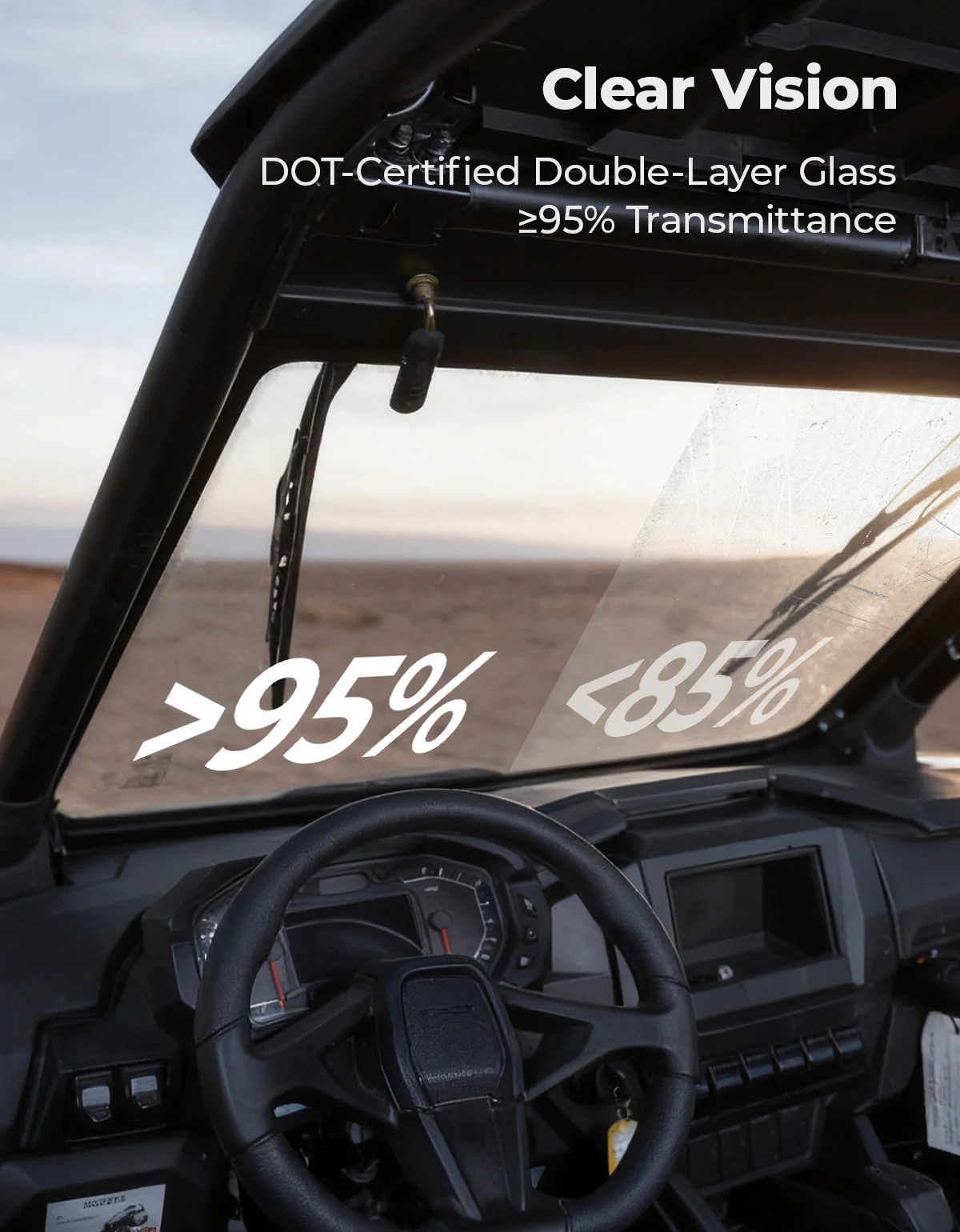 PRO XP Glass Windshield with 2 Manual Wipers for Polaris RZR PRO XP/XP4/PRO S/S4 (2025-2026) - Image 3