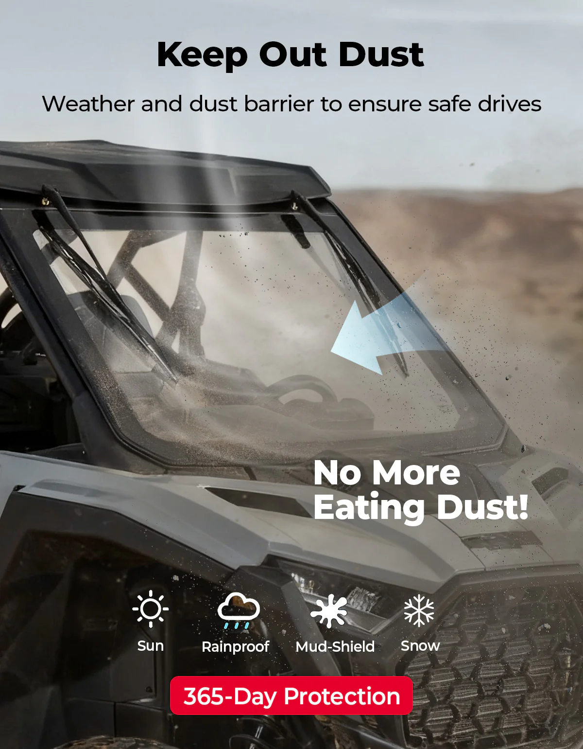 PRO XP Glass Windshield with 2 Manual Wipers for Polaris RZR PRO XP/XP4/PRO S/S4 (2025-2026) - Image 5