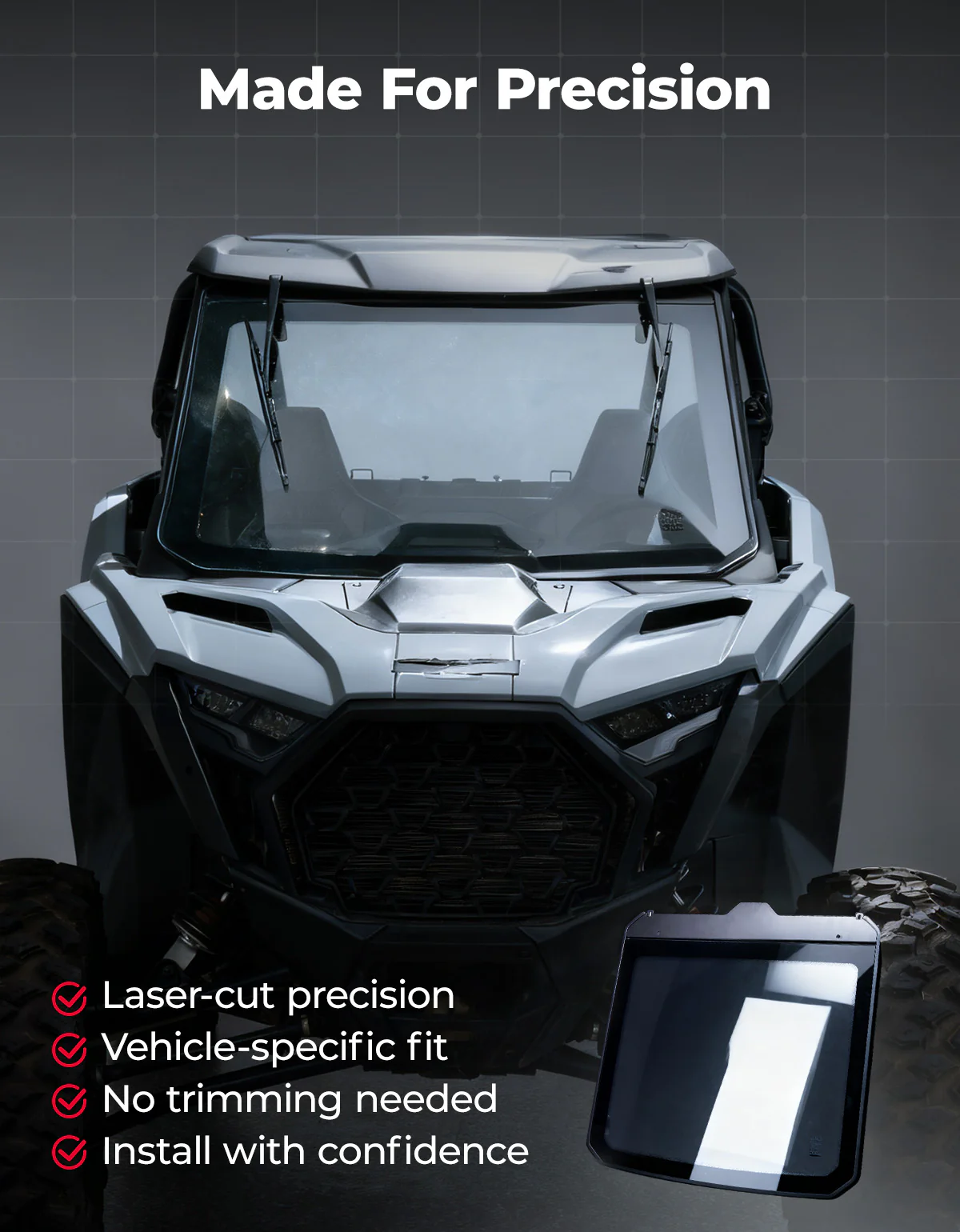 PRO XP Glass Windshield with 2 Manual Wipers for Polaris RZR PRO XP/XP4/PRO S/S4 (2025-2026) - Image 6