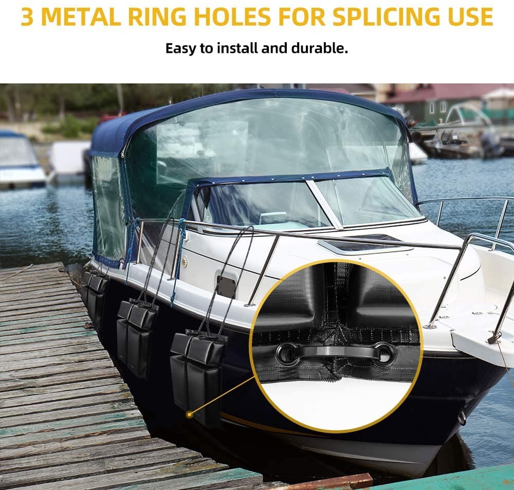 PWC Boat Fender Docking Protection Kit for Seadoo Jet Ski Waverunner, Upgrade Size 18"x6.5"x2.4", with 2 Ropes - Image 5