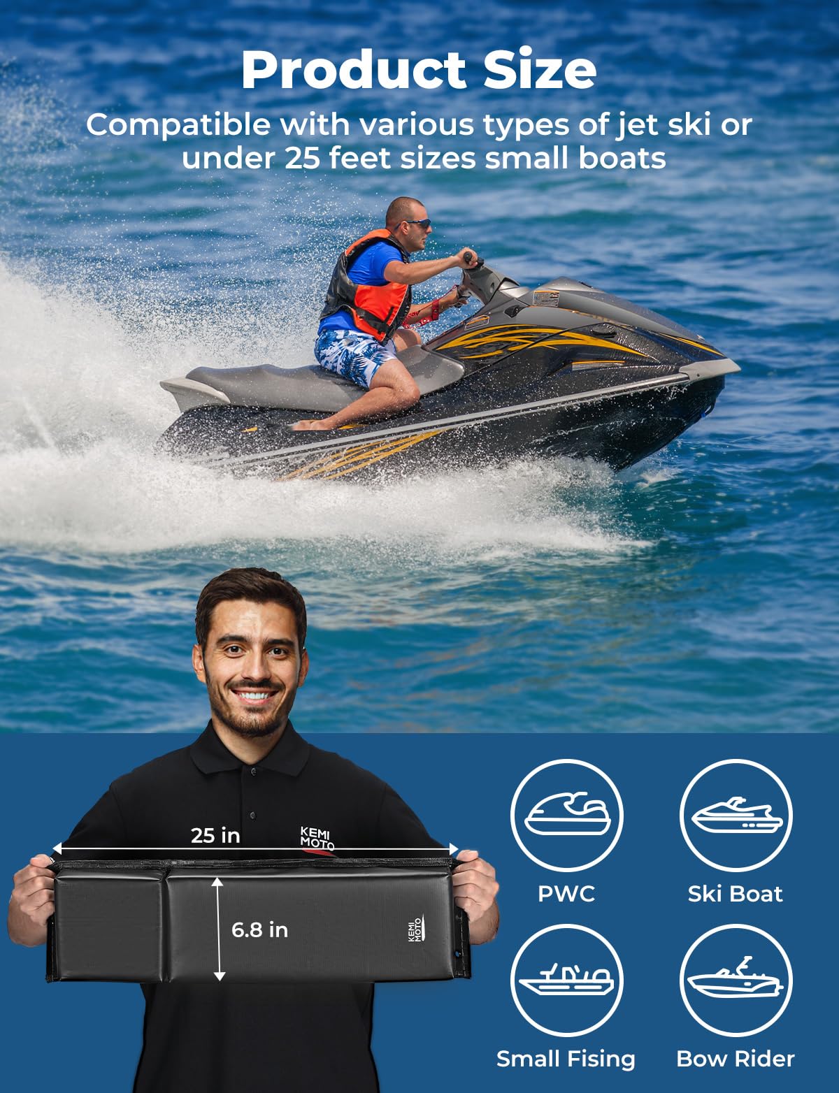 PWC Jet Ski Folding Design Bumpers with Length 25in - Image 6