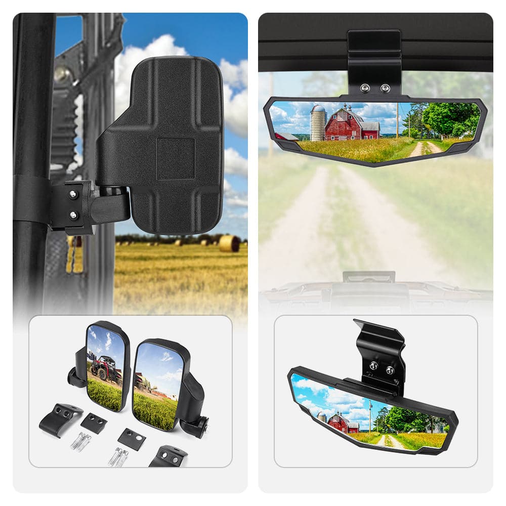 Adjustable Side Mirrors & Rear View Mirror For Polaris Ranger/ Defender - Image 15
