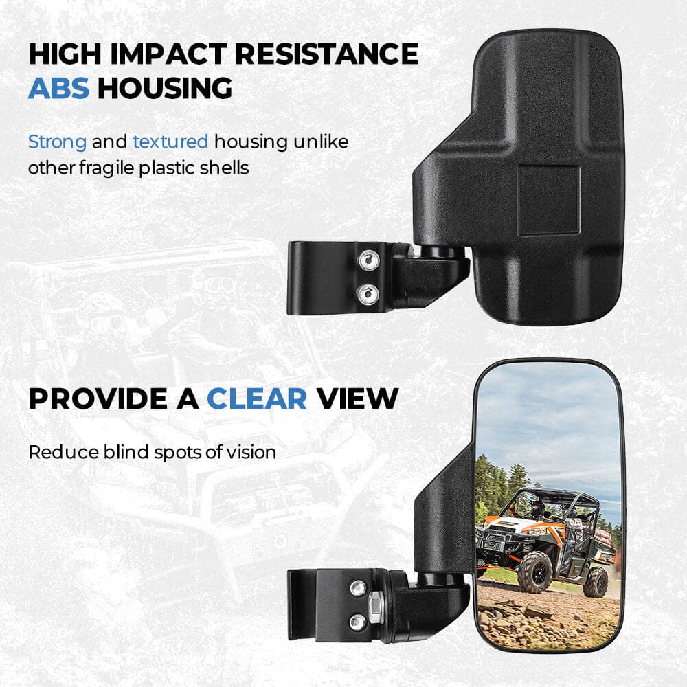 Adjustable Side Mirrors & Rear View Mirror For Polaris Ranger/ Defender - Image 4