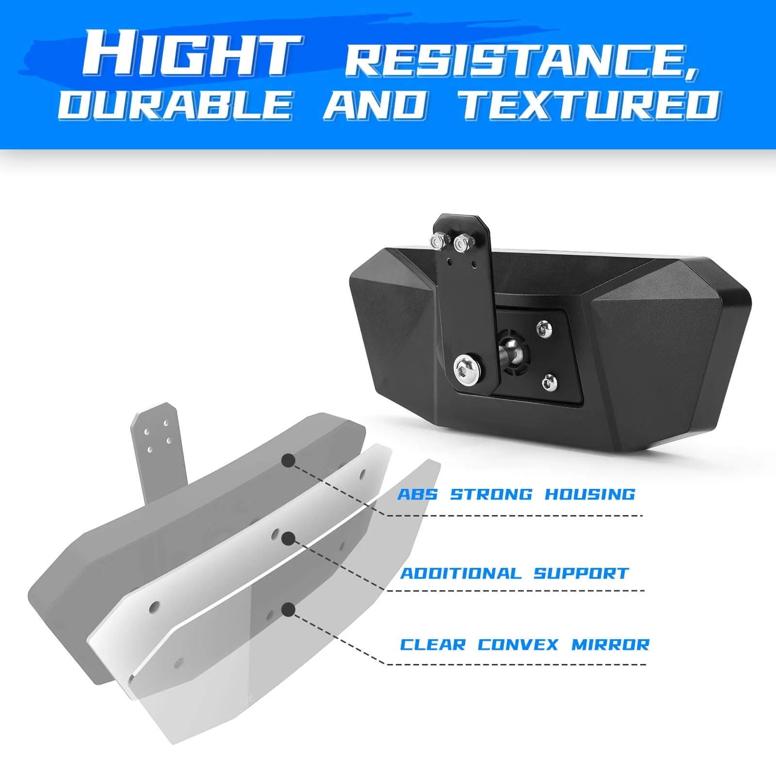 Adjustable Side Mirrors & Rear View Mirror For Polaris Ranger/ Defender - Image 8