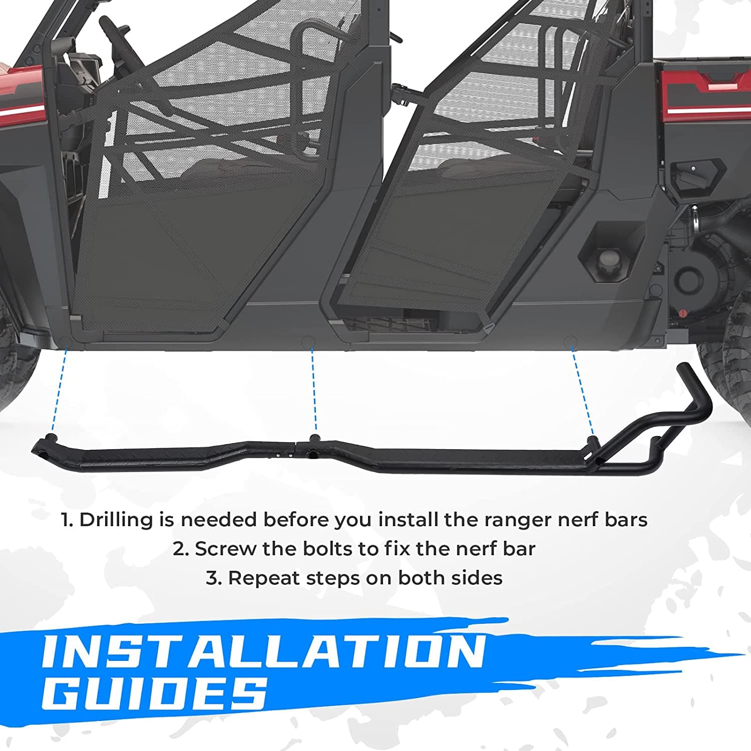 Nerf Bars Rock Sliders for Ranger Crew XP 1000 2019-2025 - Image 3